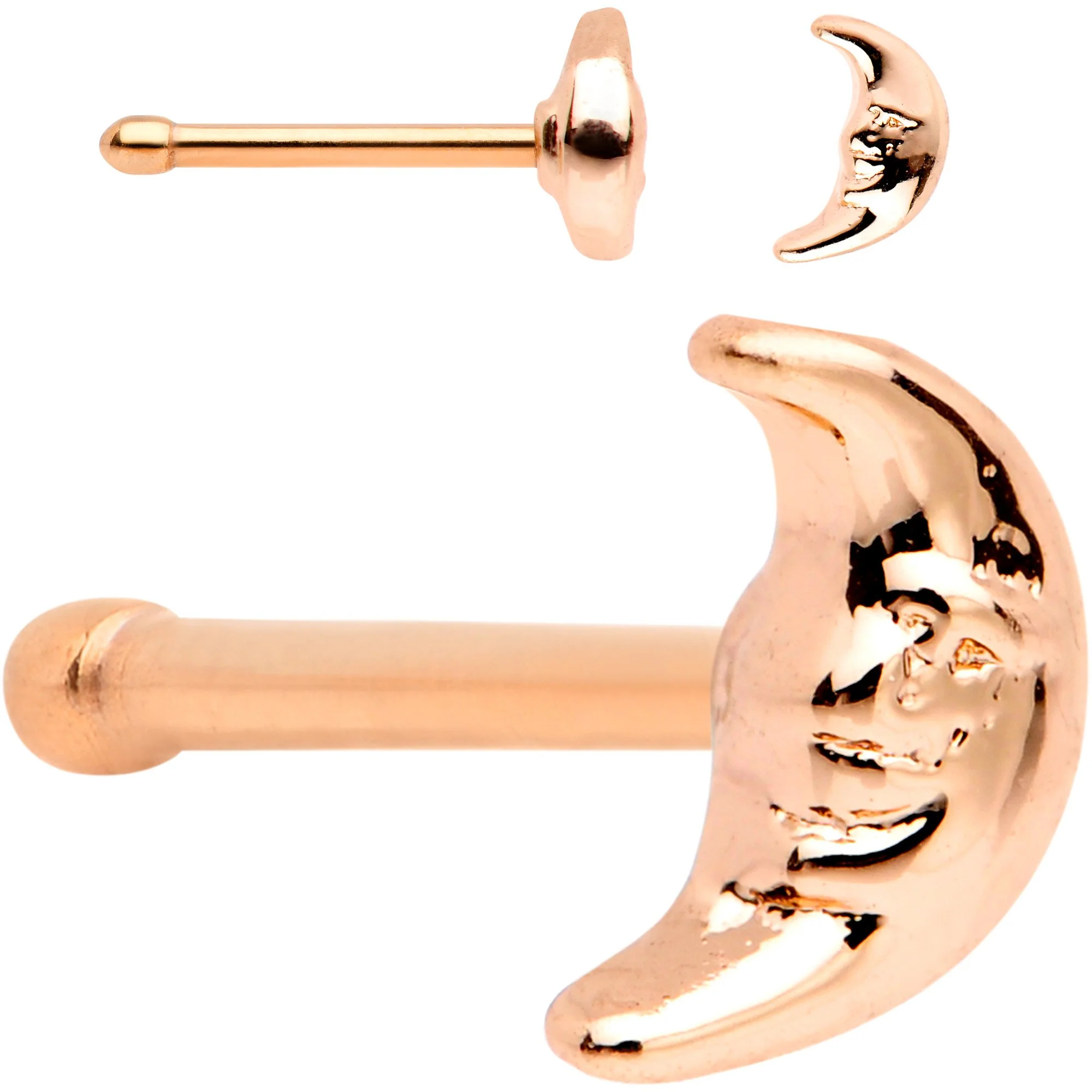 White Faux Opal Rose Gold PVD Out of This World Nose Bone 6 Pack Set - Image 3