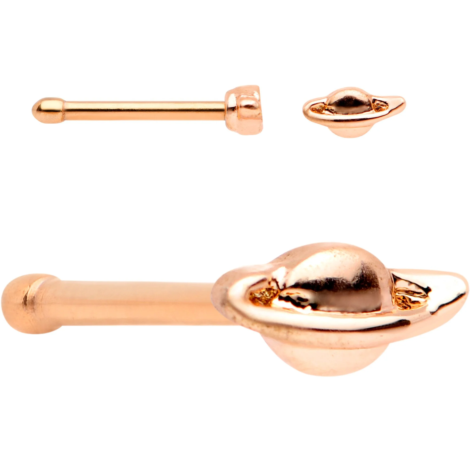 White Faux Opal Rose Gold PVD Out of This World Nose Bone 6 Pack Set - Image 4
