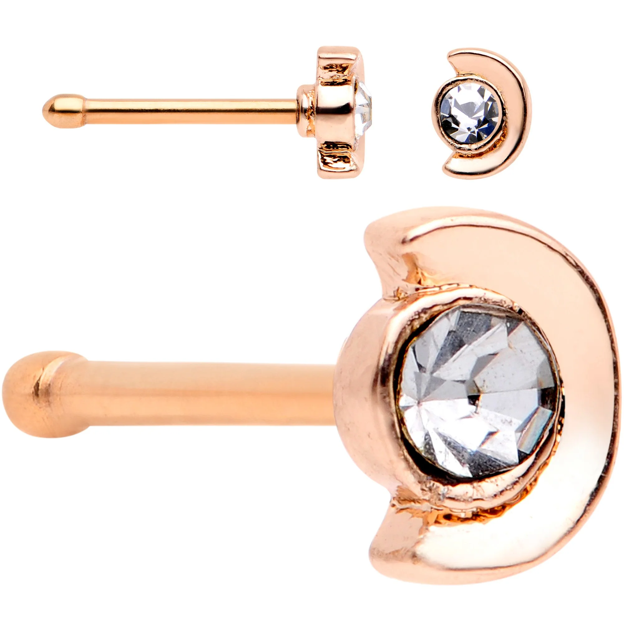 White Faux Opal Rose Gold PVD Out of This World Nose Bone 6 Pack Set - Image 5