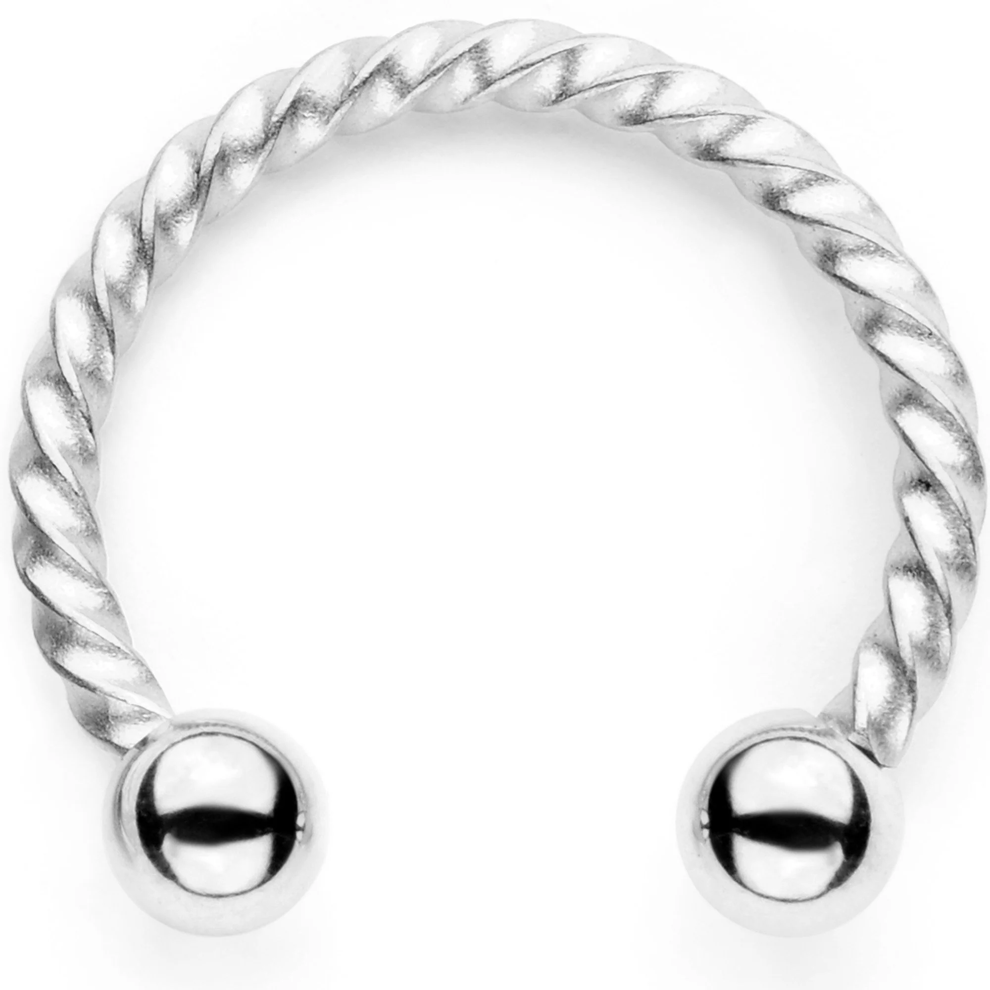 16G 3/8 White Faux Opal Twisted Horseshoe Closure Ring Set - Image 5