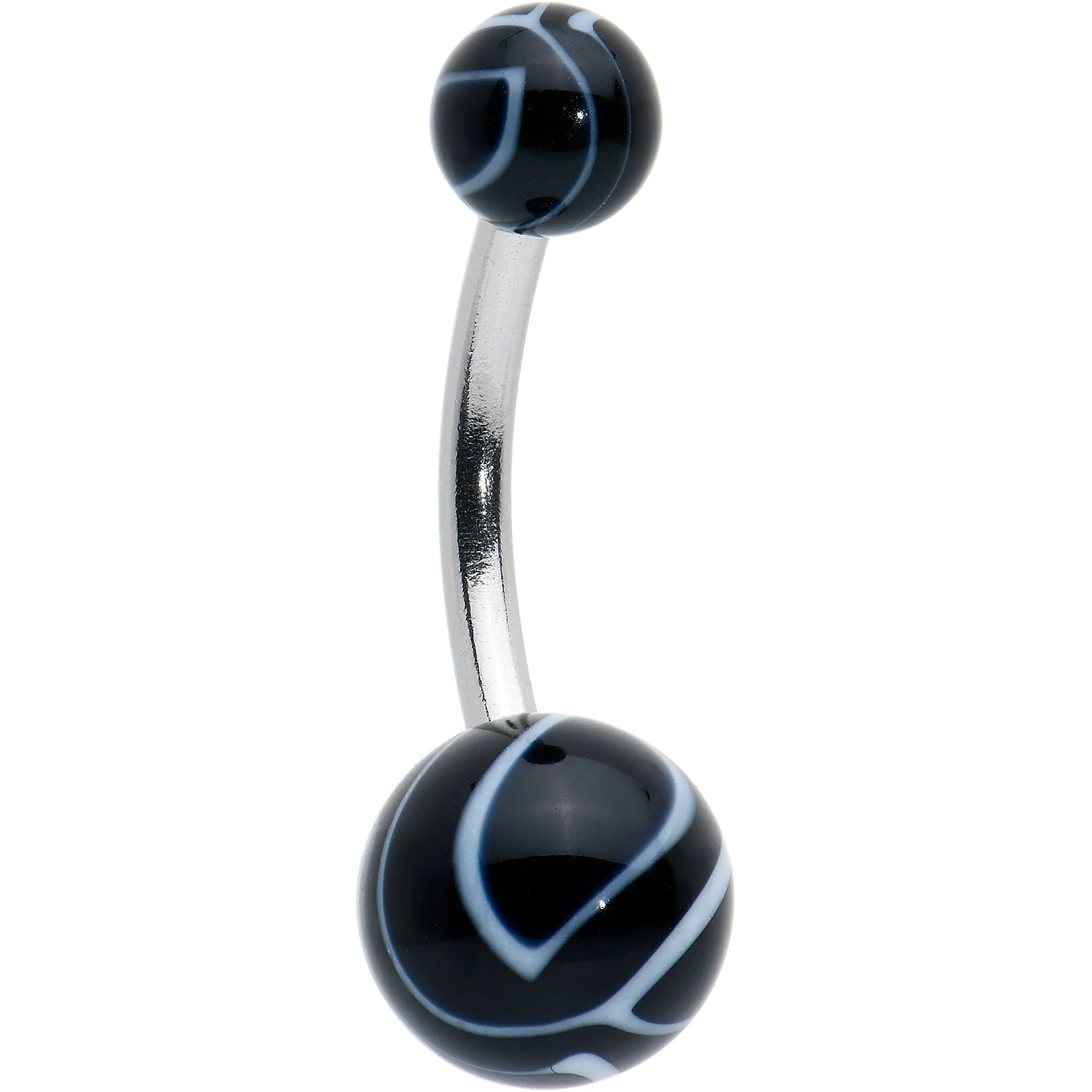 White Gold Tone Clear Halloween Marbelized Boo Belly Ring Set of 4 - Image 4
