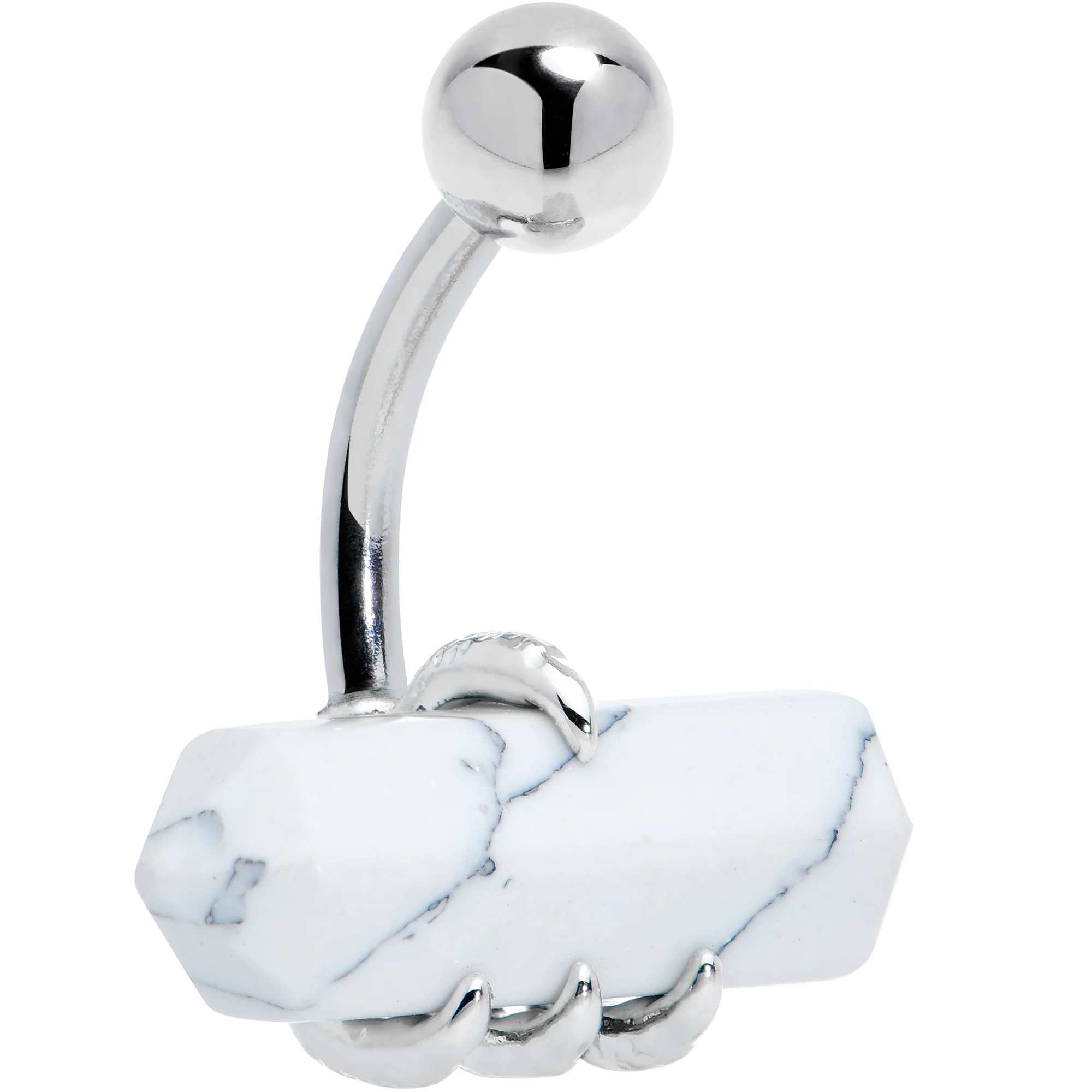 White Howlite Stone Claw Belly Ring