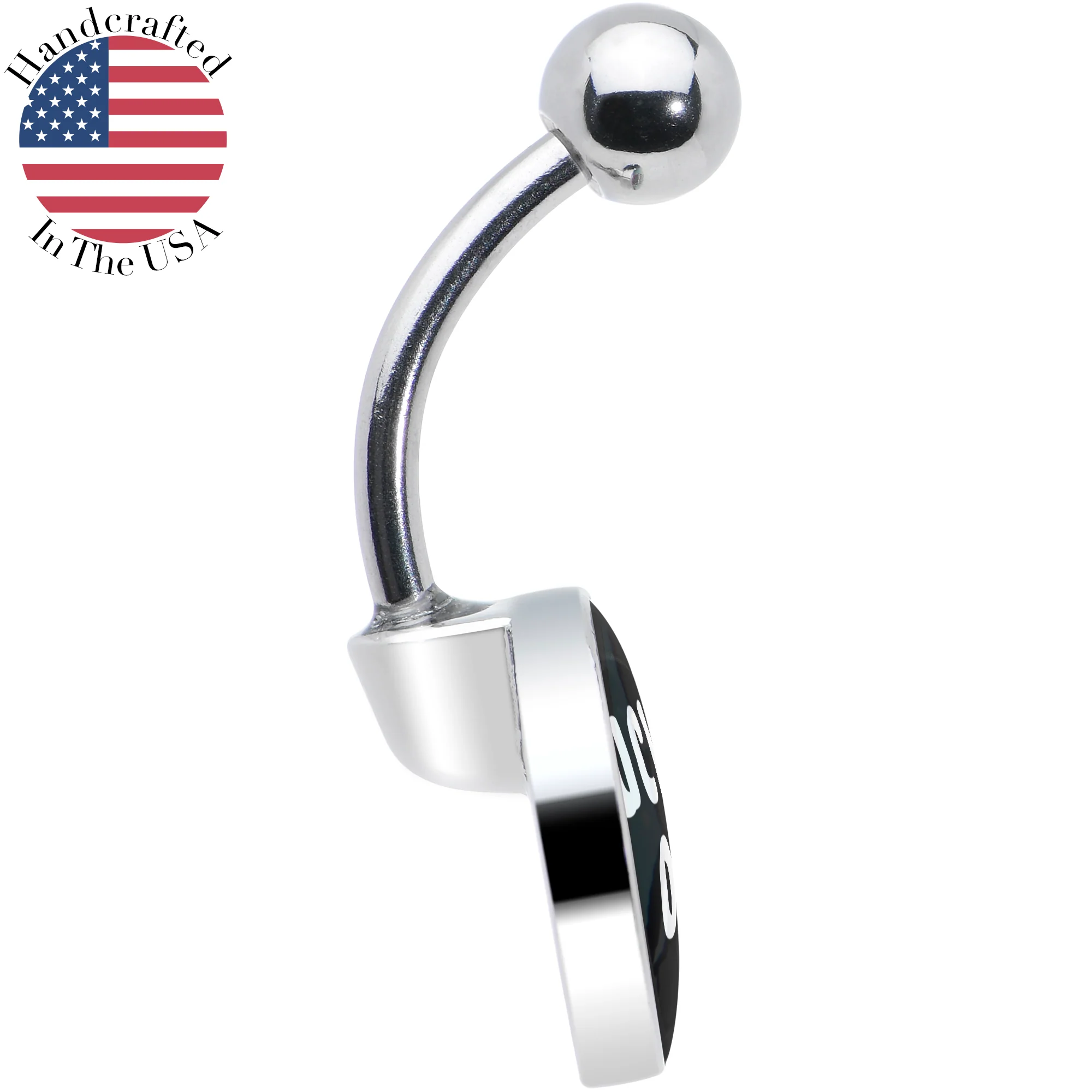 White Letters F*ck Off Belly Ring - Image 7
