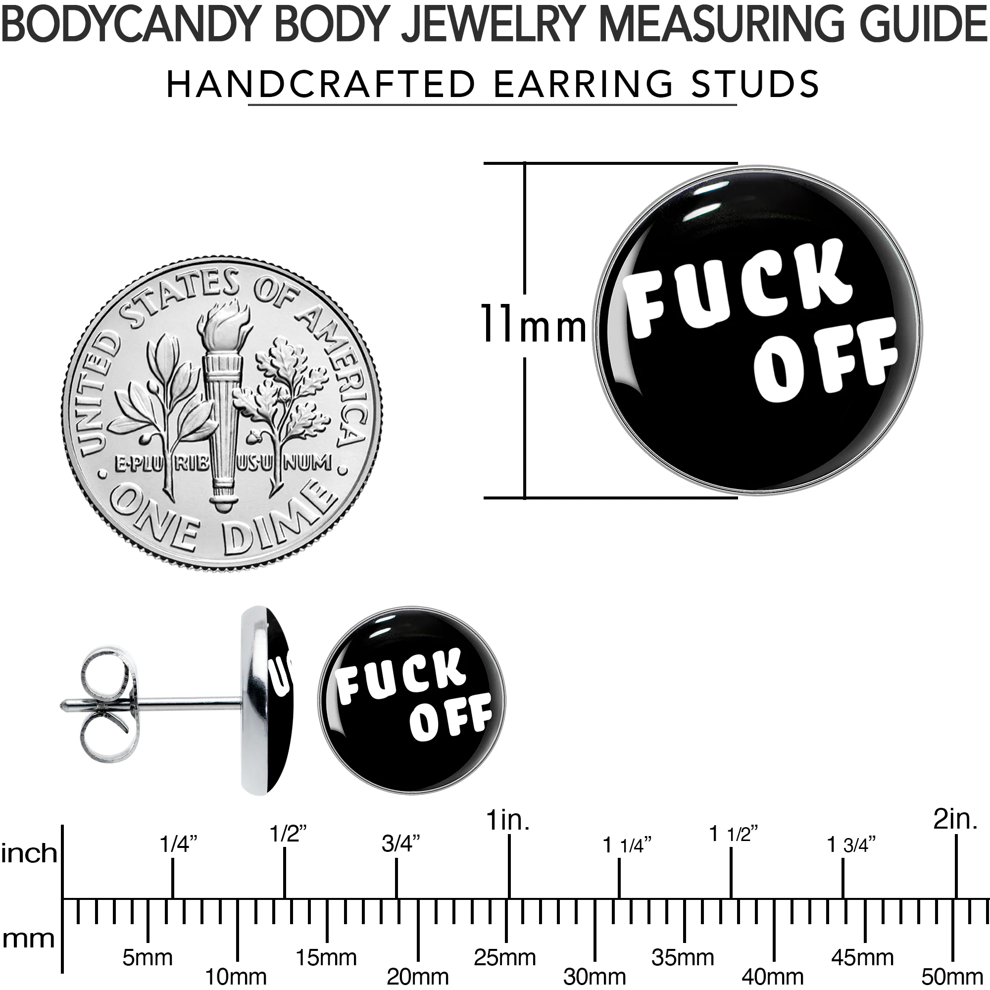 White Letters F*ck Off Stud Earrings - Image 6