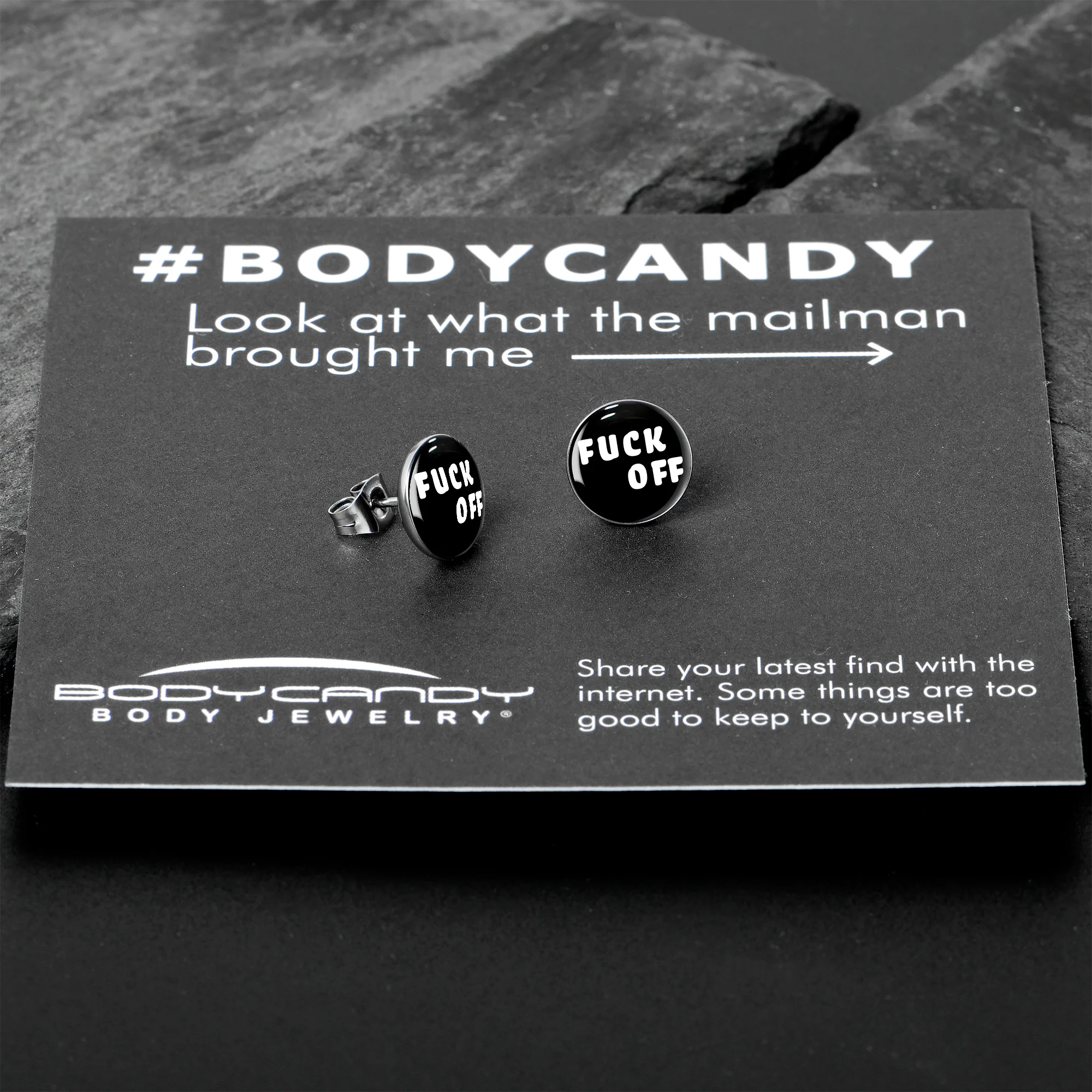 White Letters F*ck Off Stud Earrings - Image 7