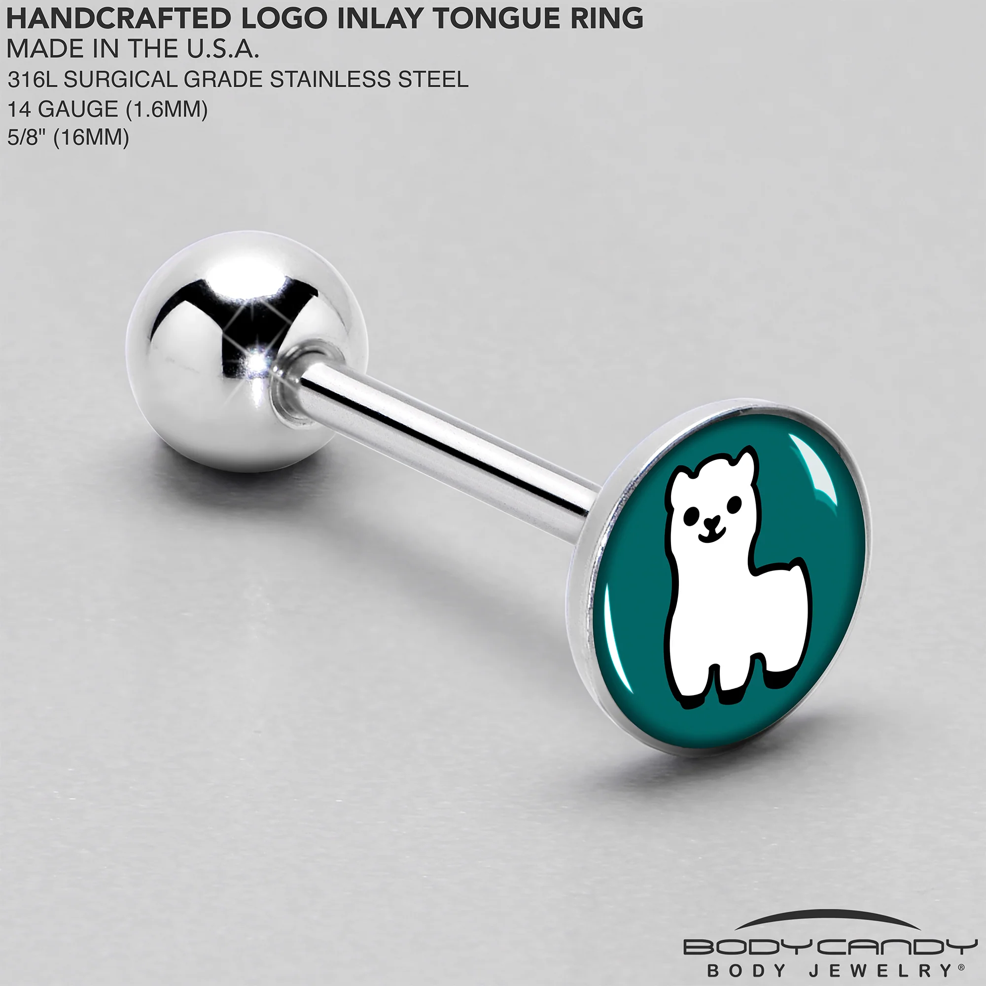 White Llama Barbell Tongue Ring by Onyx O - Image 4
