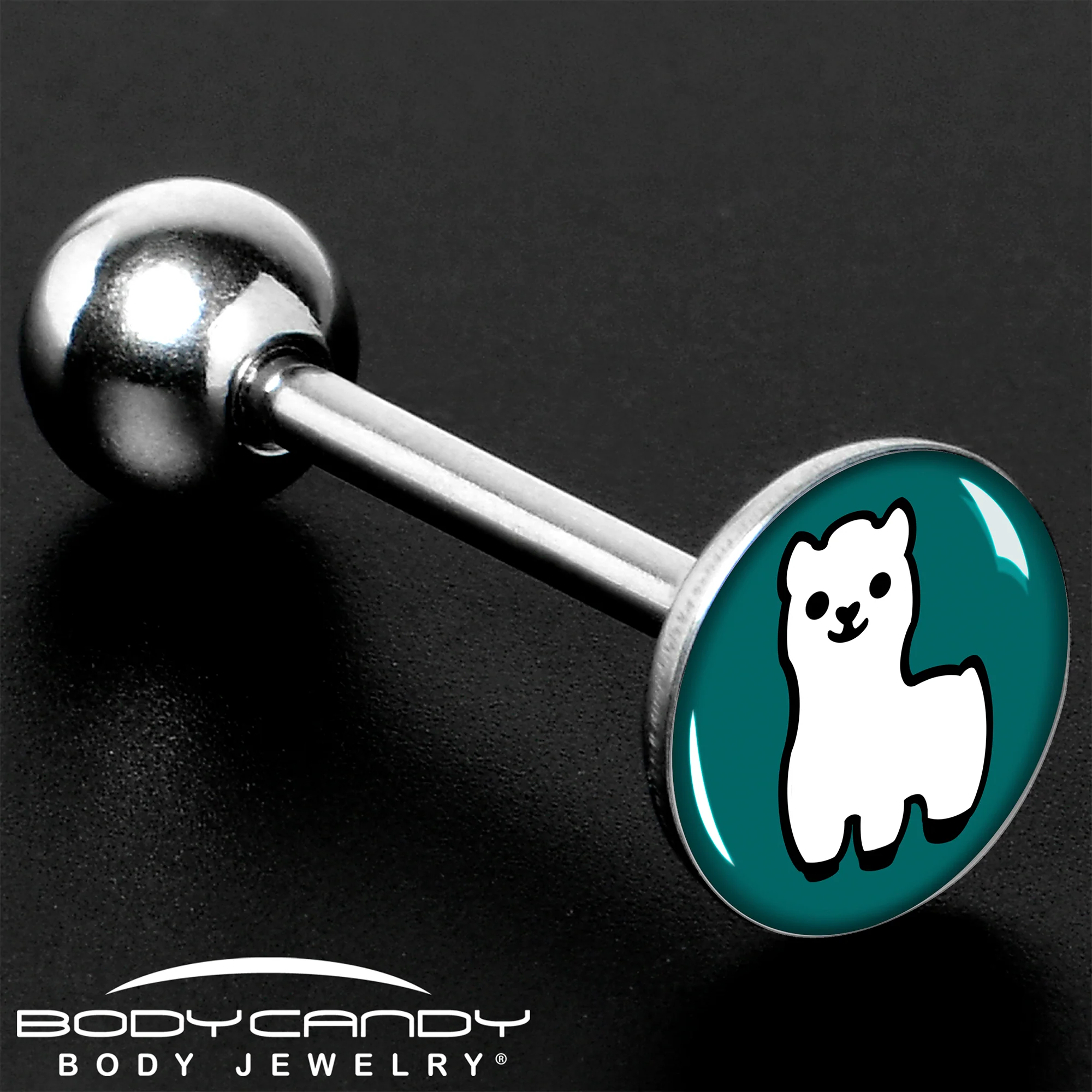 White Llama Barbell Tongue Ring by Onyx O - Image 7