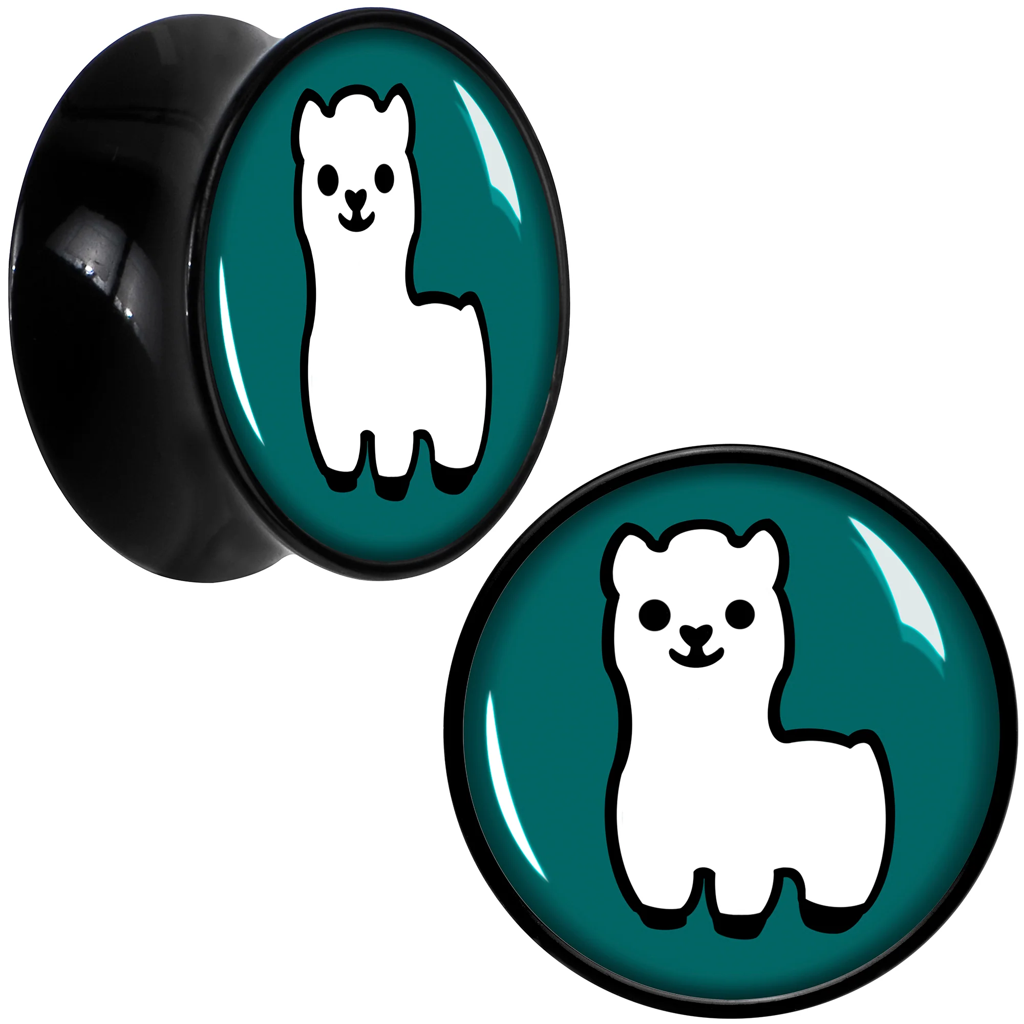 White Llama Black Acrylic Saddle Plug Set 8mm to 20mm by Onyx O - Image 13