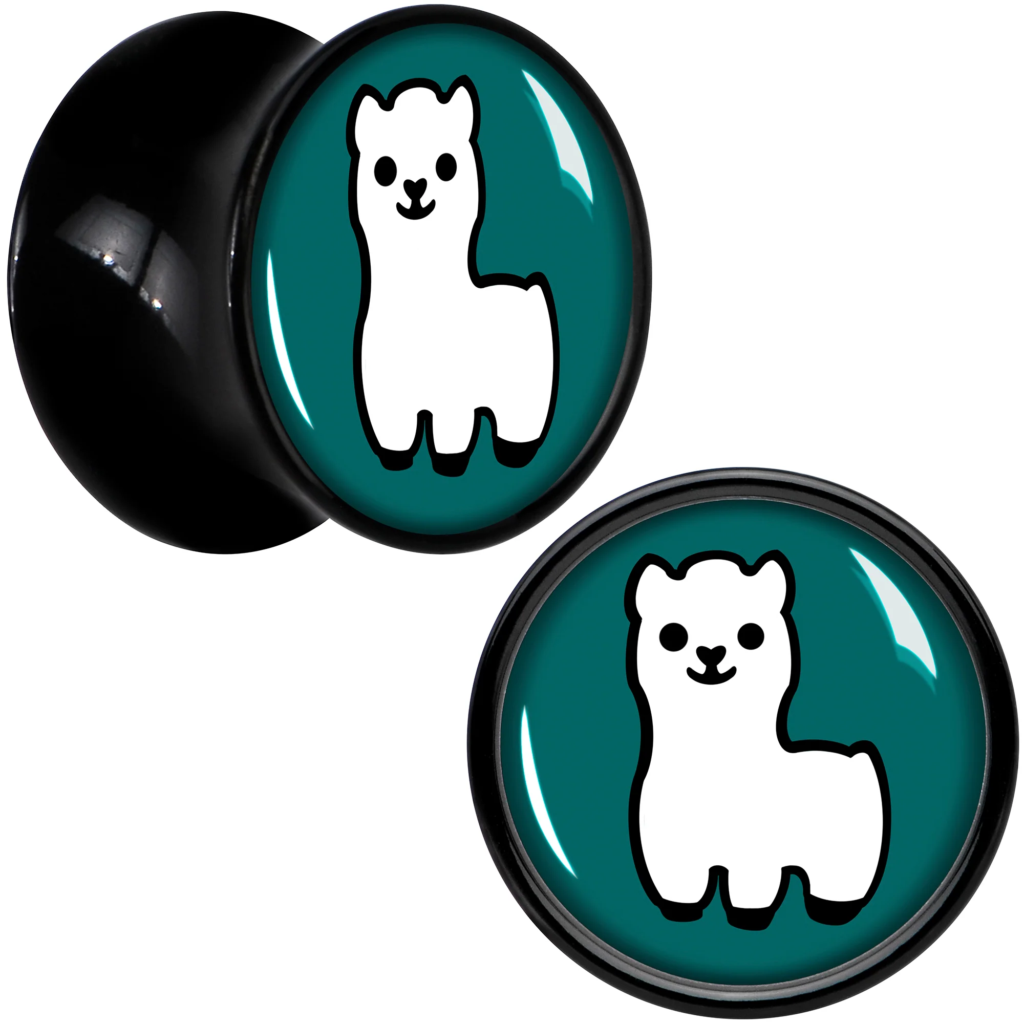 White Llama Black Acrylic Saddle Plug Set 8mm to 20mm by Onyx O - Image 2