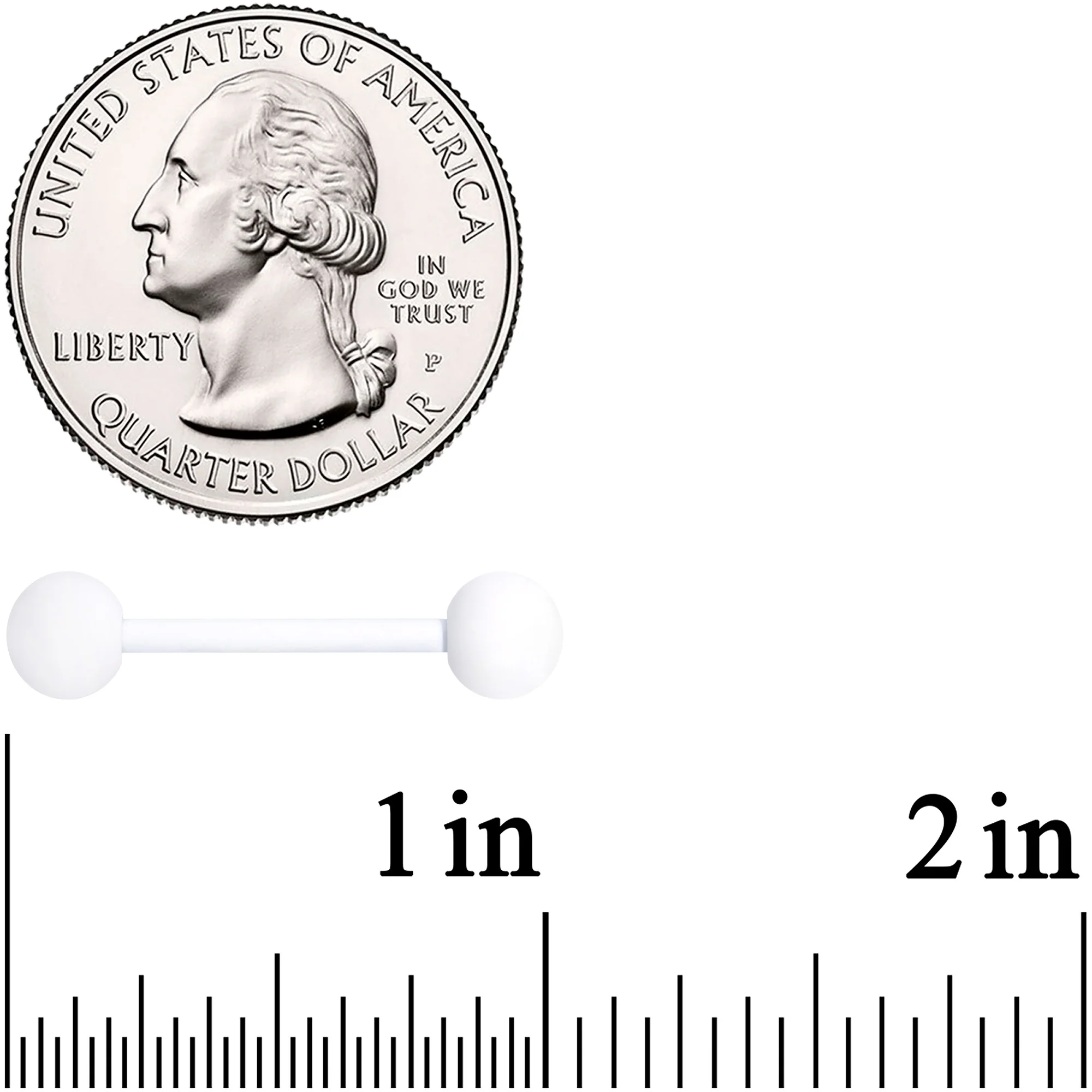 White Matte Barbell Tongue Ring - Image 4