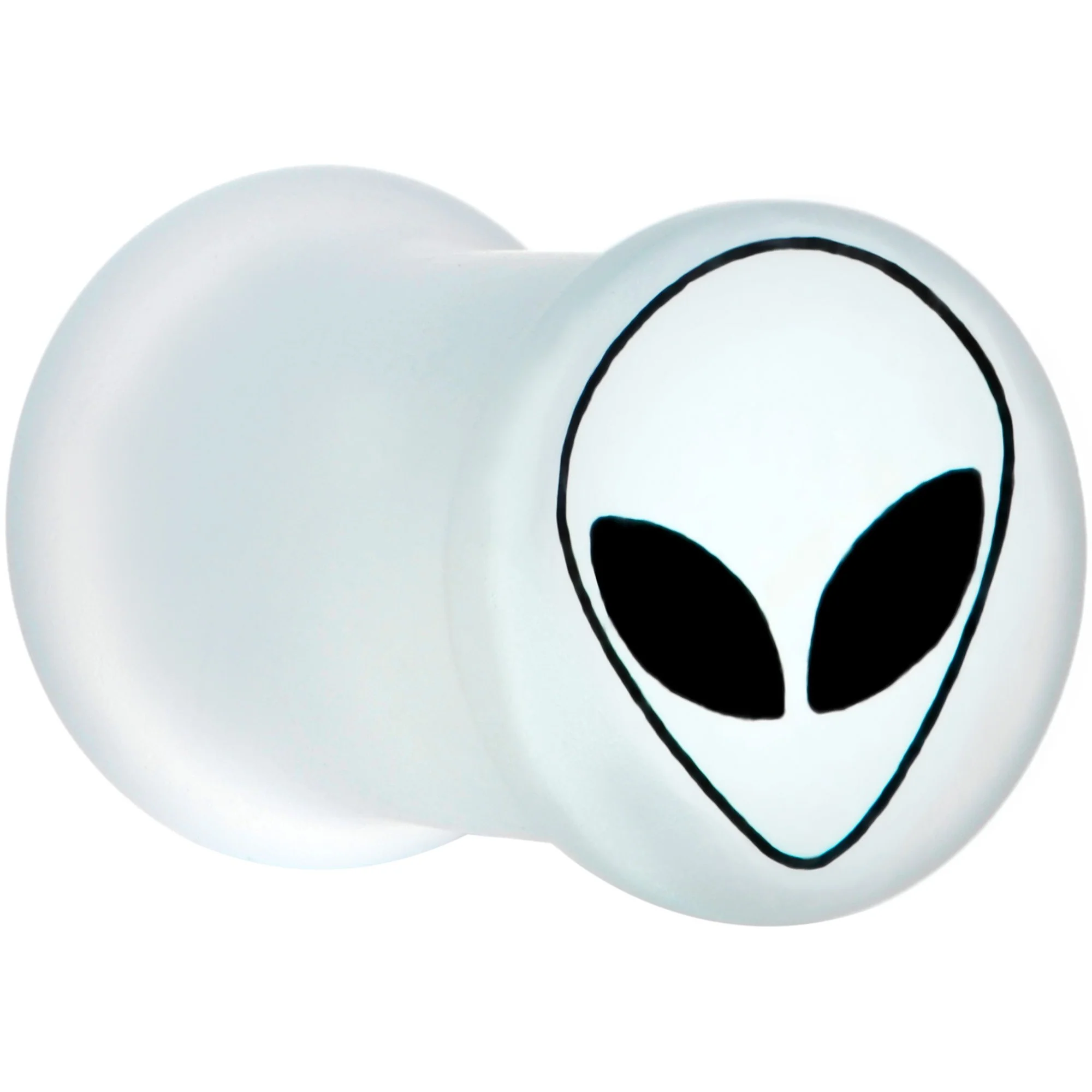 White Matte Glass Alien Head Double Flare Plug Set 6mm to 30mm - Image 2