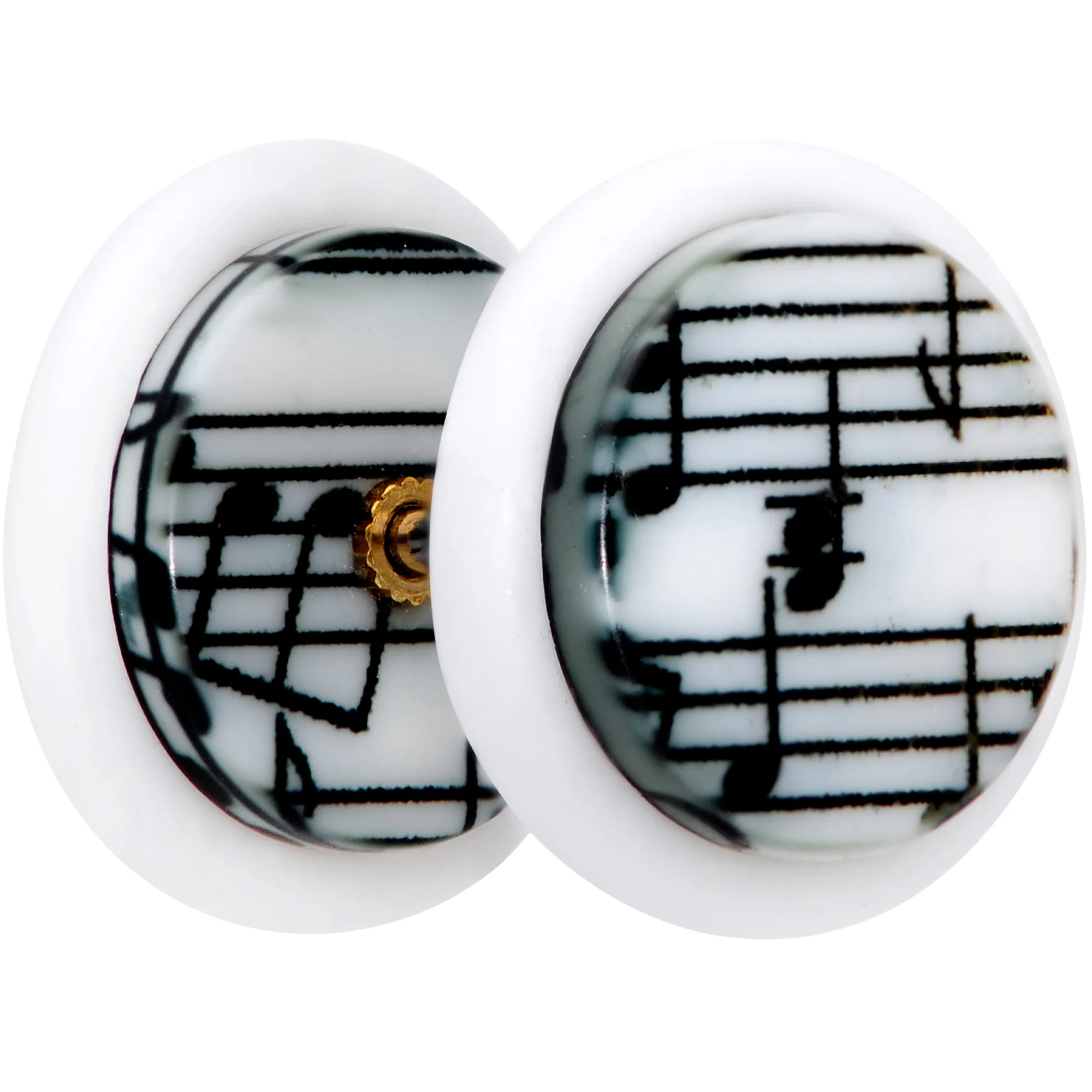 White Music Note Cheater Plug Set - Image 3