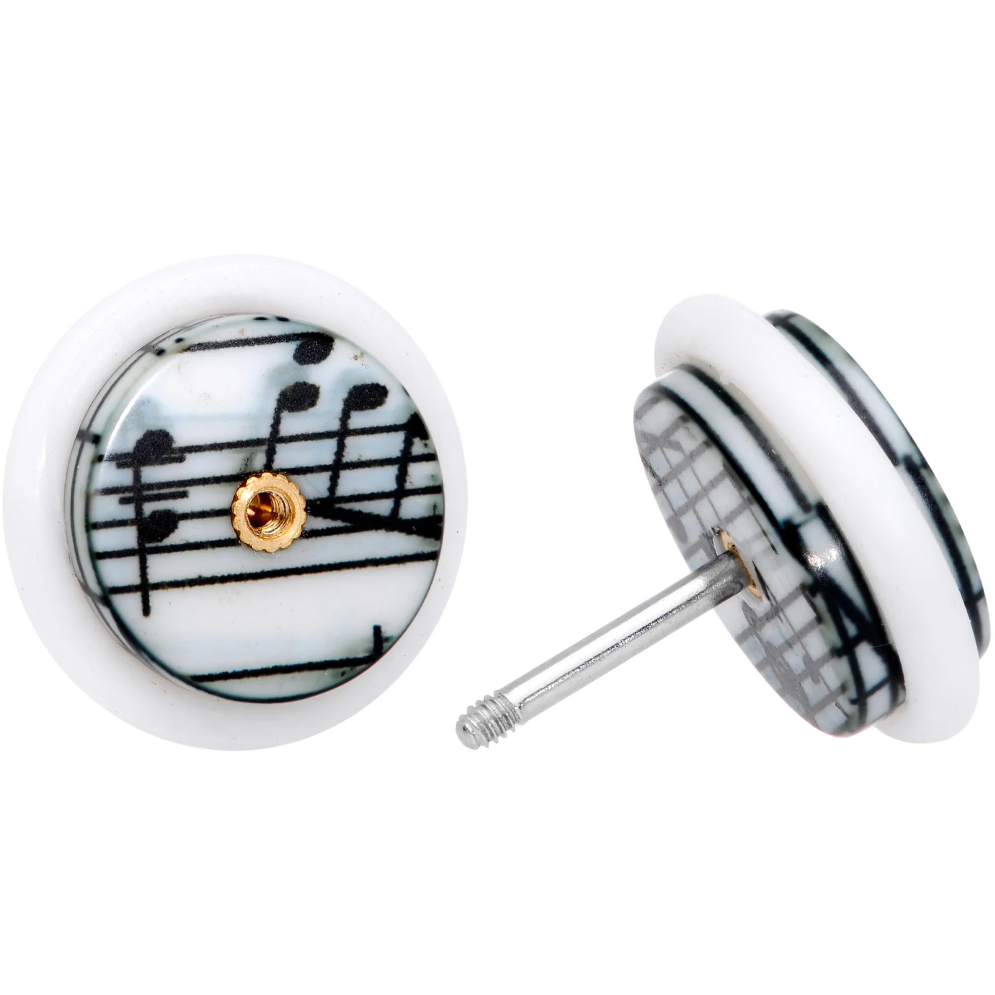 White Music Note Cheater Plug Set - Image 6
