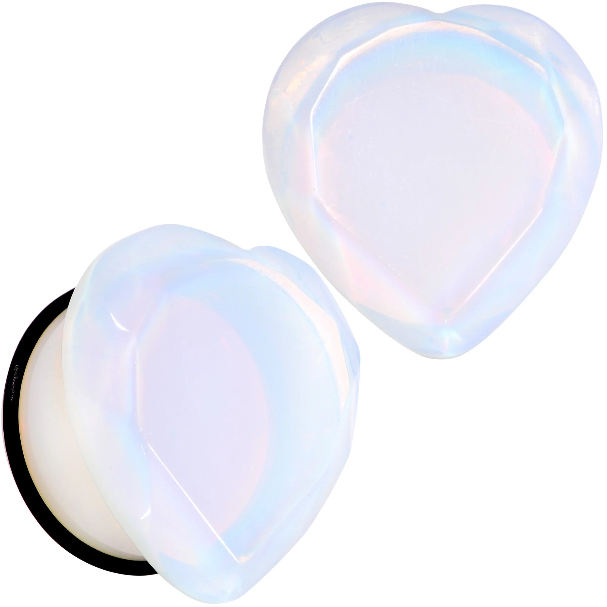 White Opalite Faceted Heart Single Flare Plug Set 6mm to 25mm - Image 10