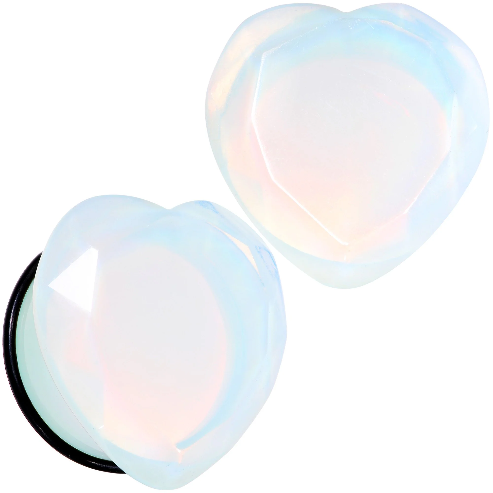 White Opalite Faceted Heart Single Flare Plug Set 6mm to 25mm - Image 11