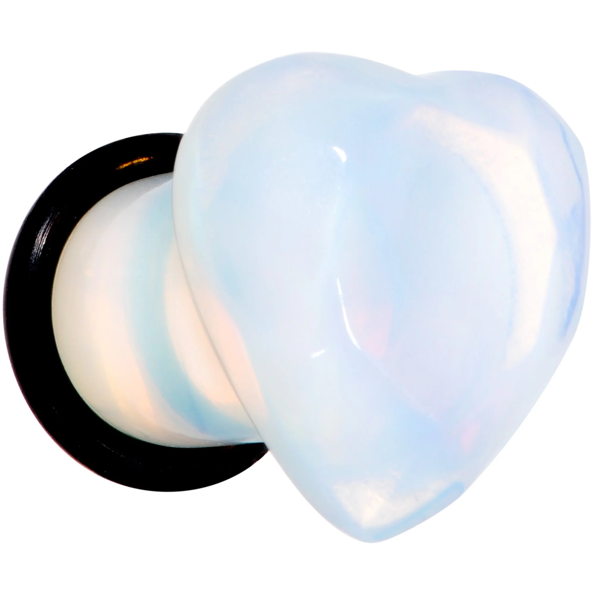 White Opalite Faceted Heart Single Flare Plug Set 6mm to 25mm - Image 2