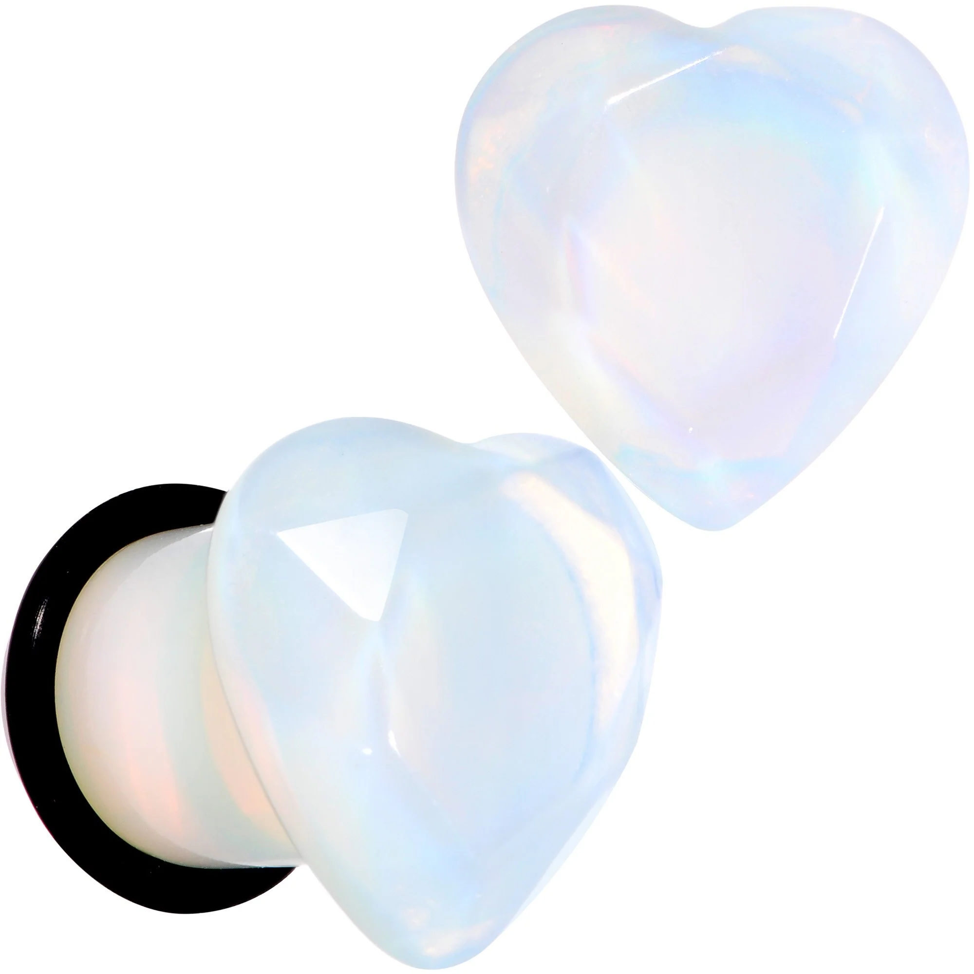 White Opalite Faceted Heart Single Flare Plug Set 6mm to 25mm - Image 5