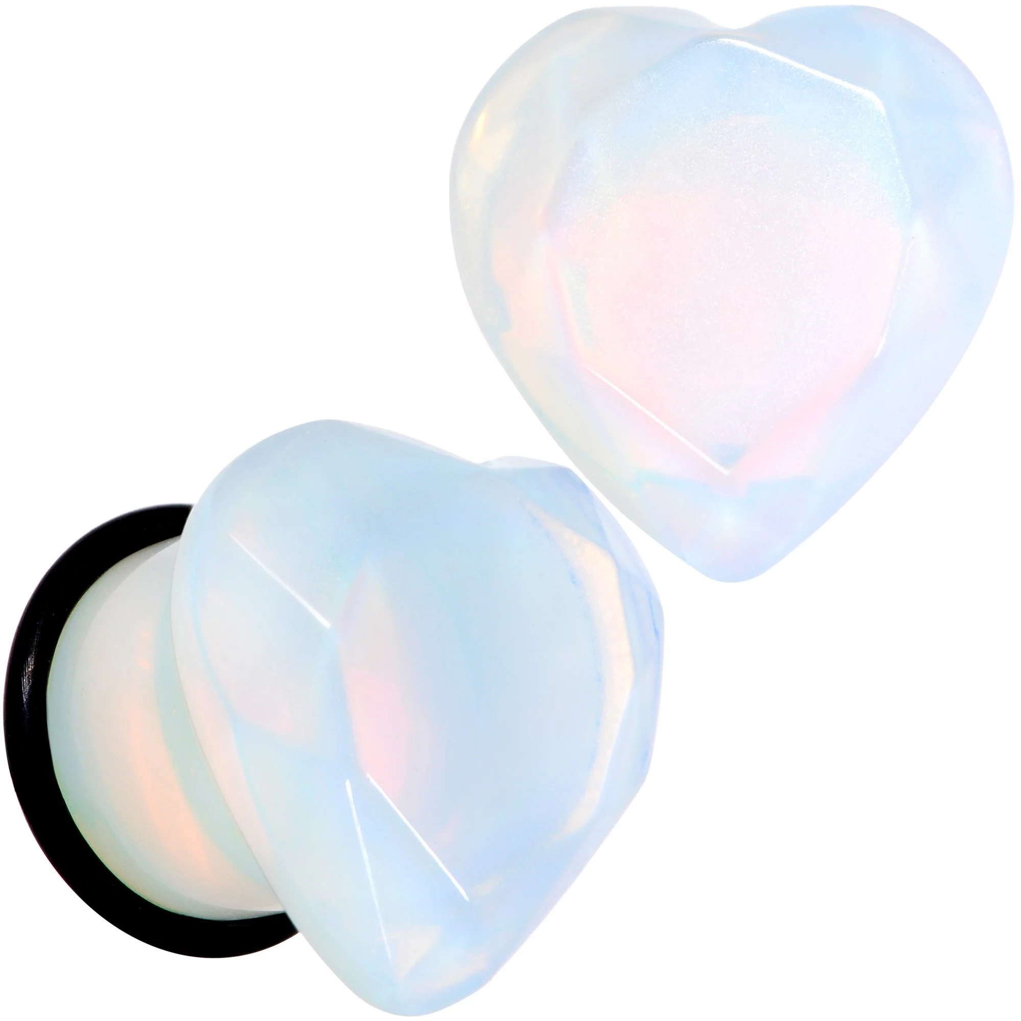 White Opalite Faceted Heart Single Flare Plug Set 6mm to 25mm - Image 6