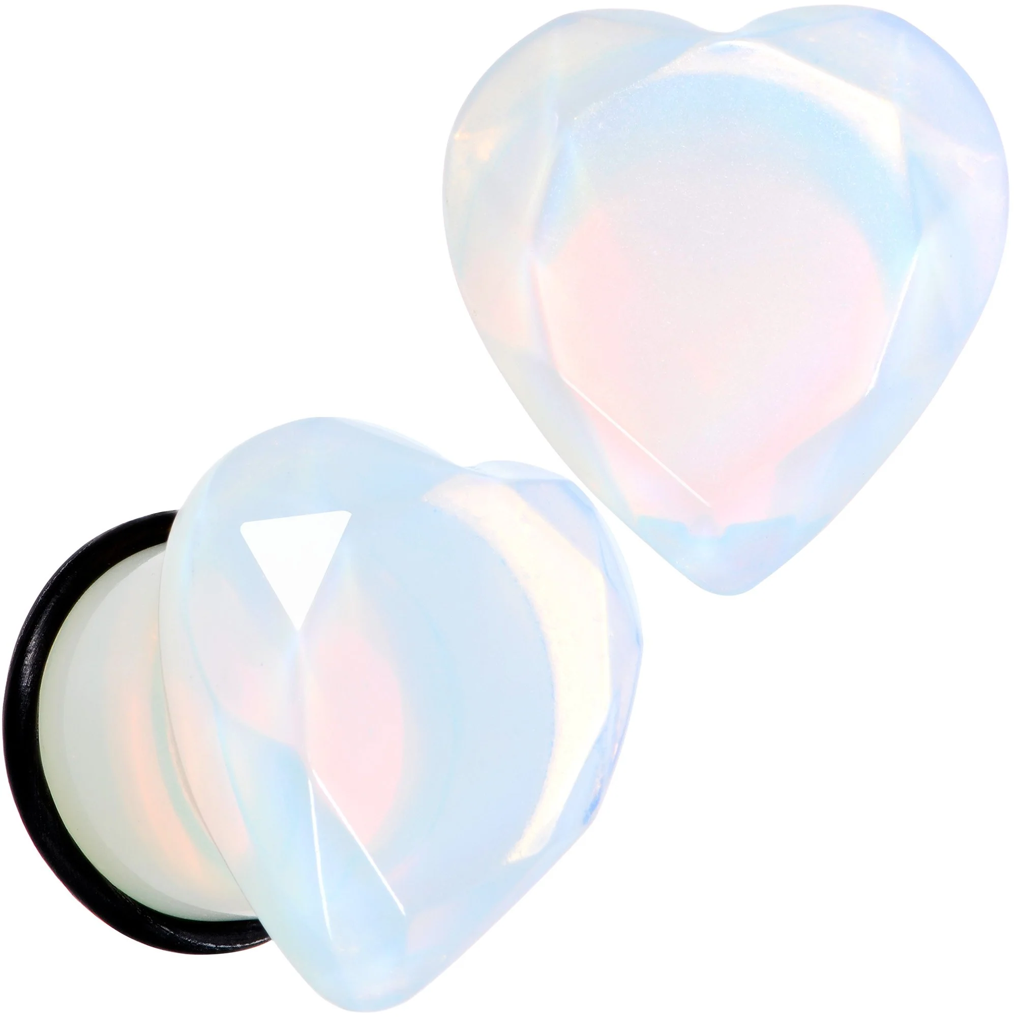 White Opalite Faceted Heart Single Flare Plug Set 6mm to 25mm - Image 7