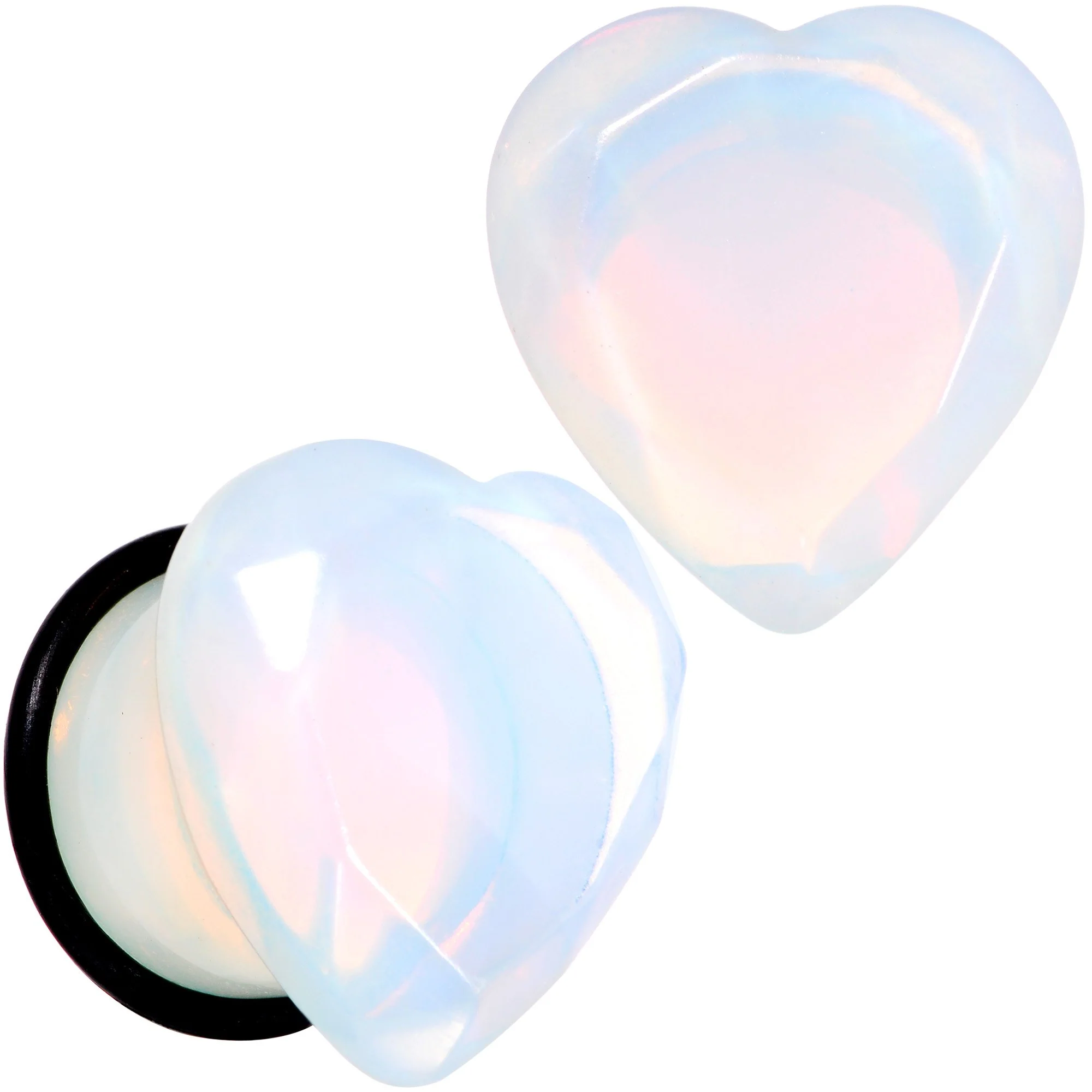 White Opalite Faceted Heart Single Flare Plug Set 6mm to 25mm - Image 8