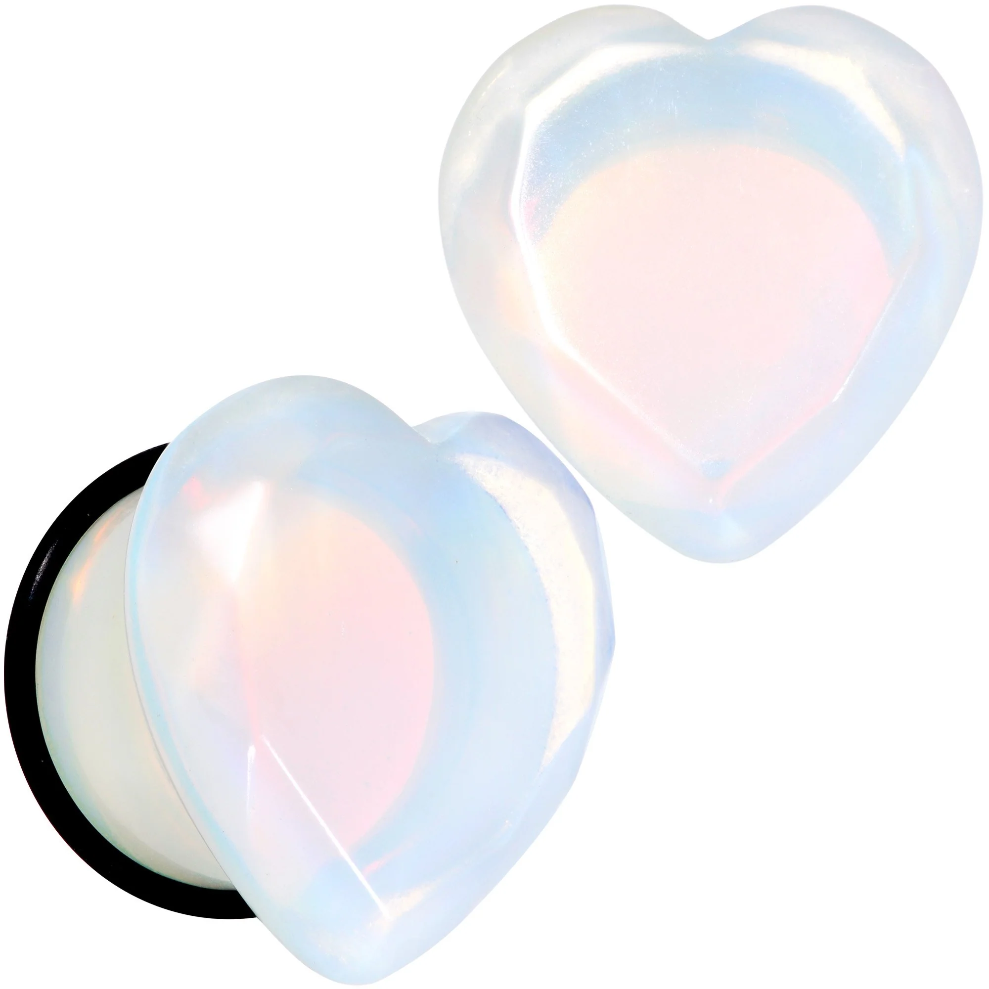 White Opalite Faceted Heart Single Flare Plug Set 6mm to 25mm - Image 9