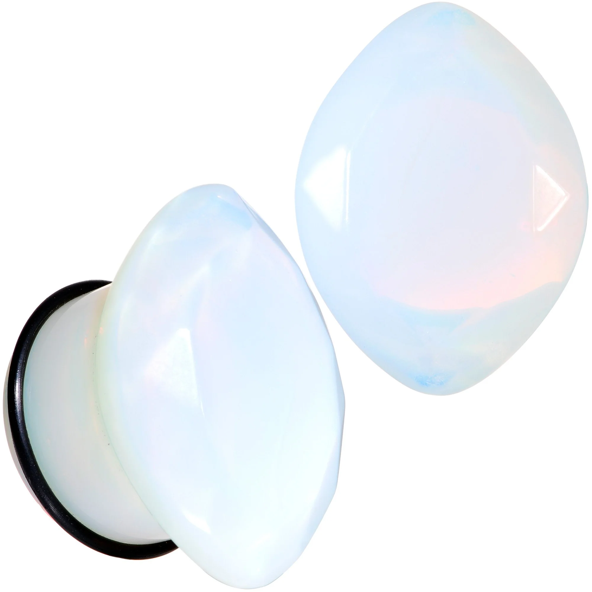 White Opalite Faceted Single Flare Plug Set 6mm to 25mm - Image 11
