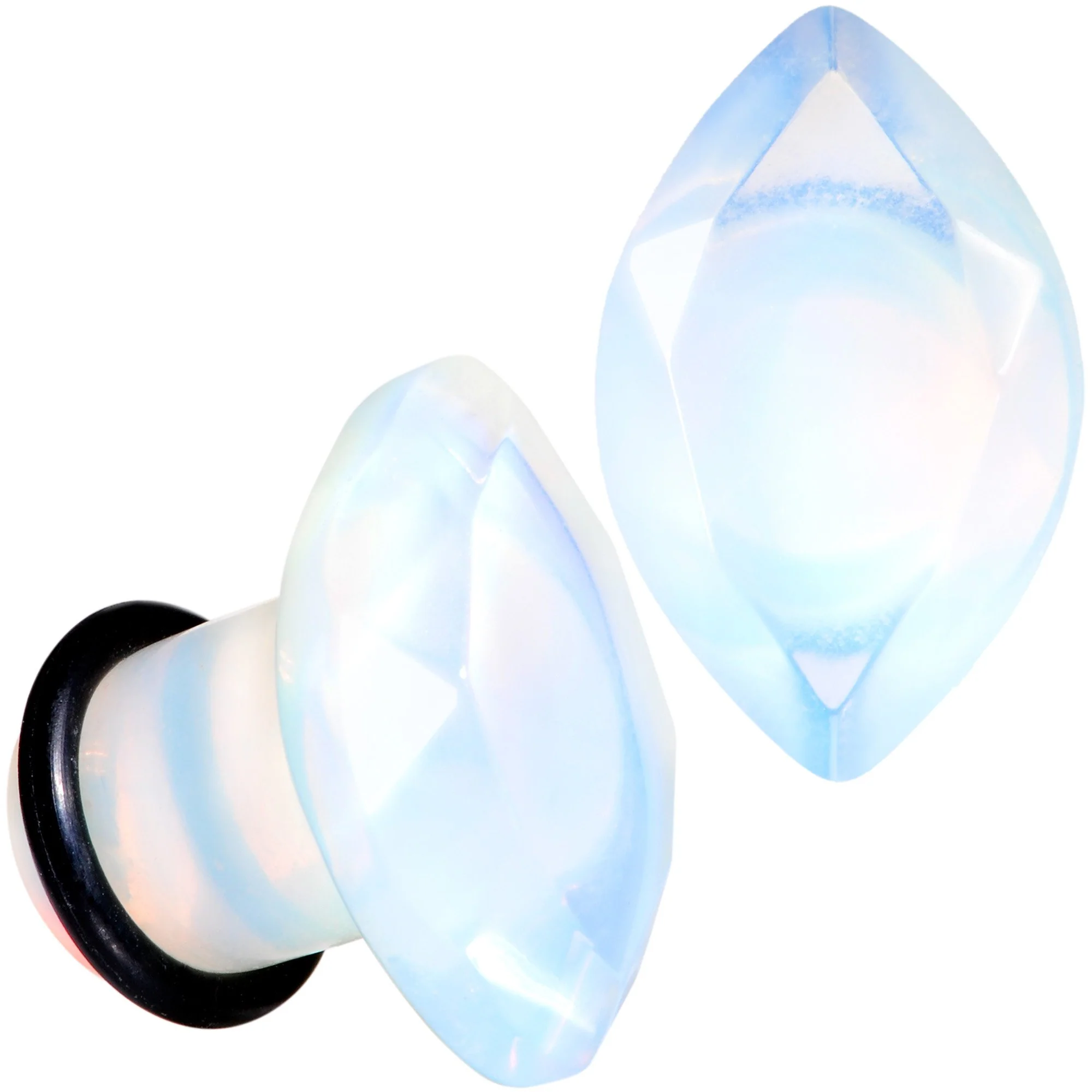 White Opalite Faceted Single Flare Plug Set 6mm to 25mm - Image 5