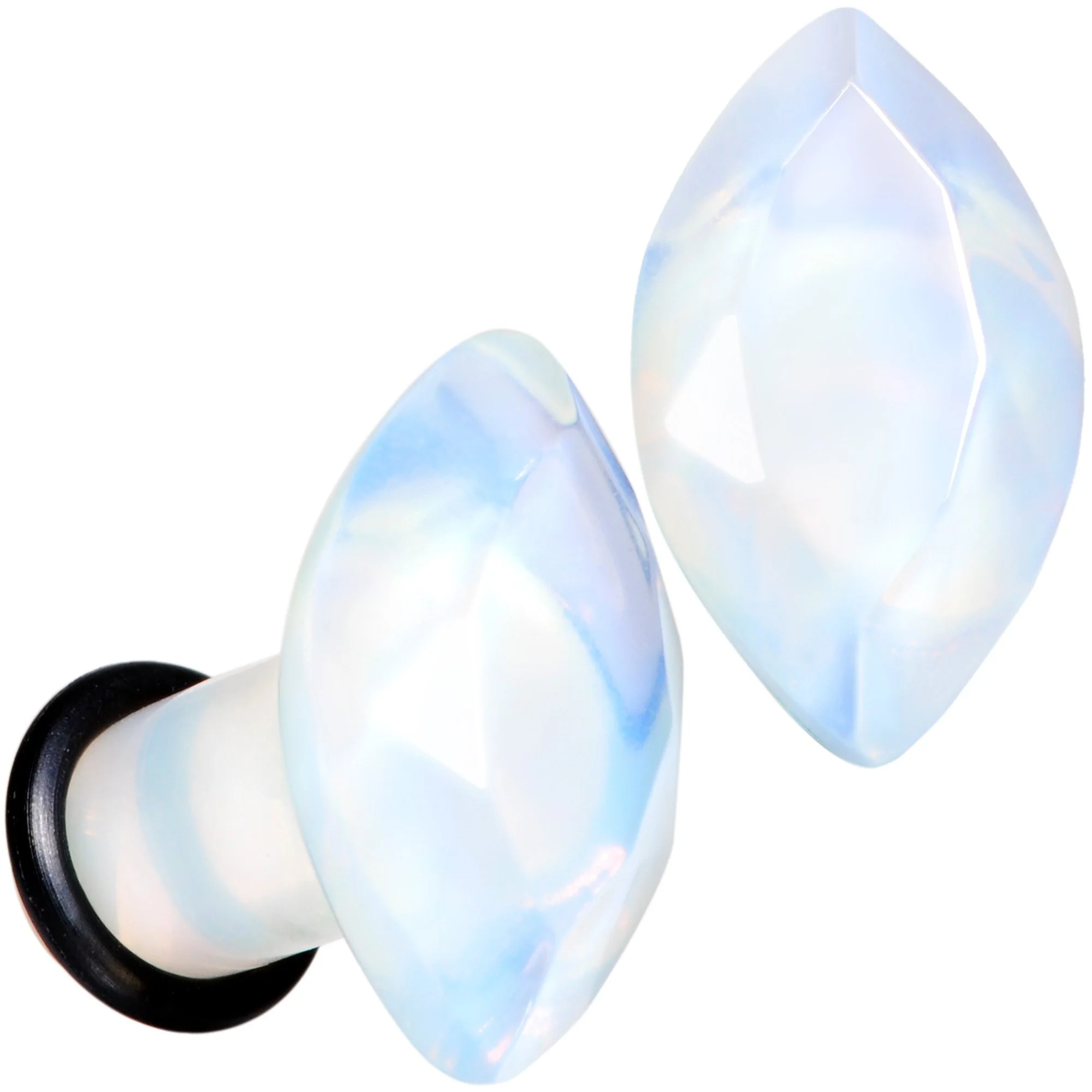 White Opalite Faceted Single Flare Plug Set 6mm to 25mm - Image 6