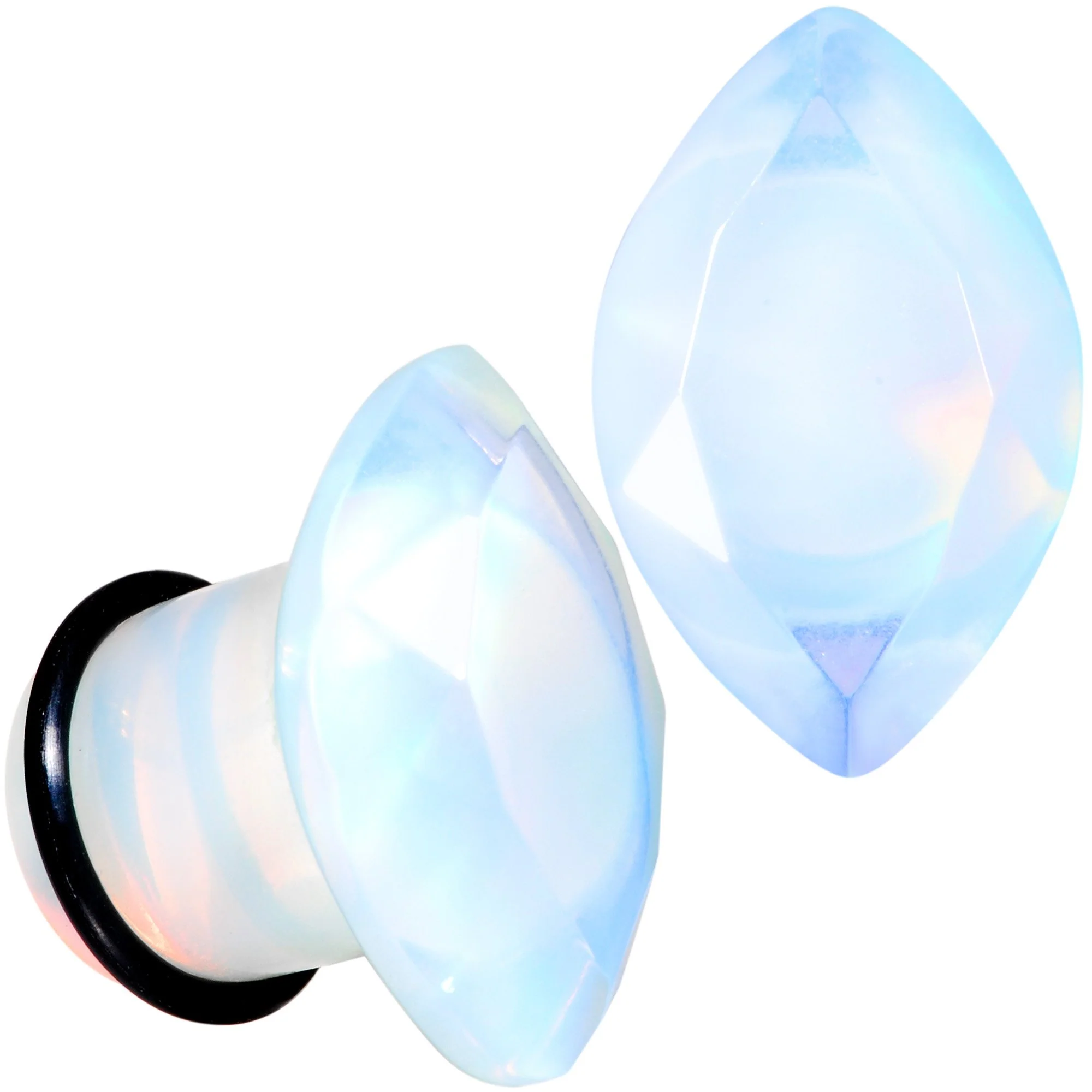 White Opalite Faceted Single Flare Plug Set 6mm to 25mm - Image 7