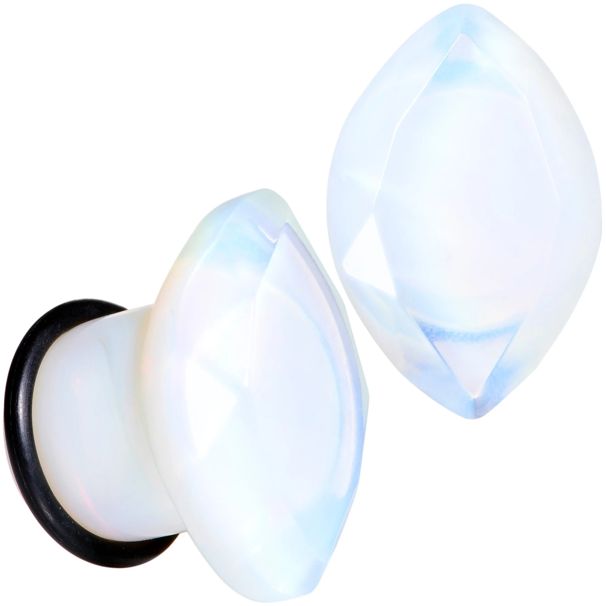 White Opalite Faceted Single Flare Plug Set 6mm to 25mm - Image 8