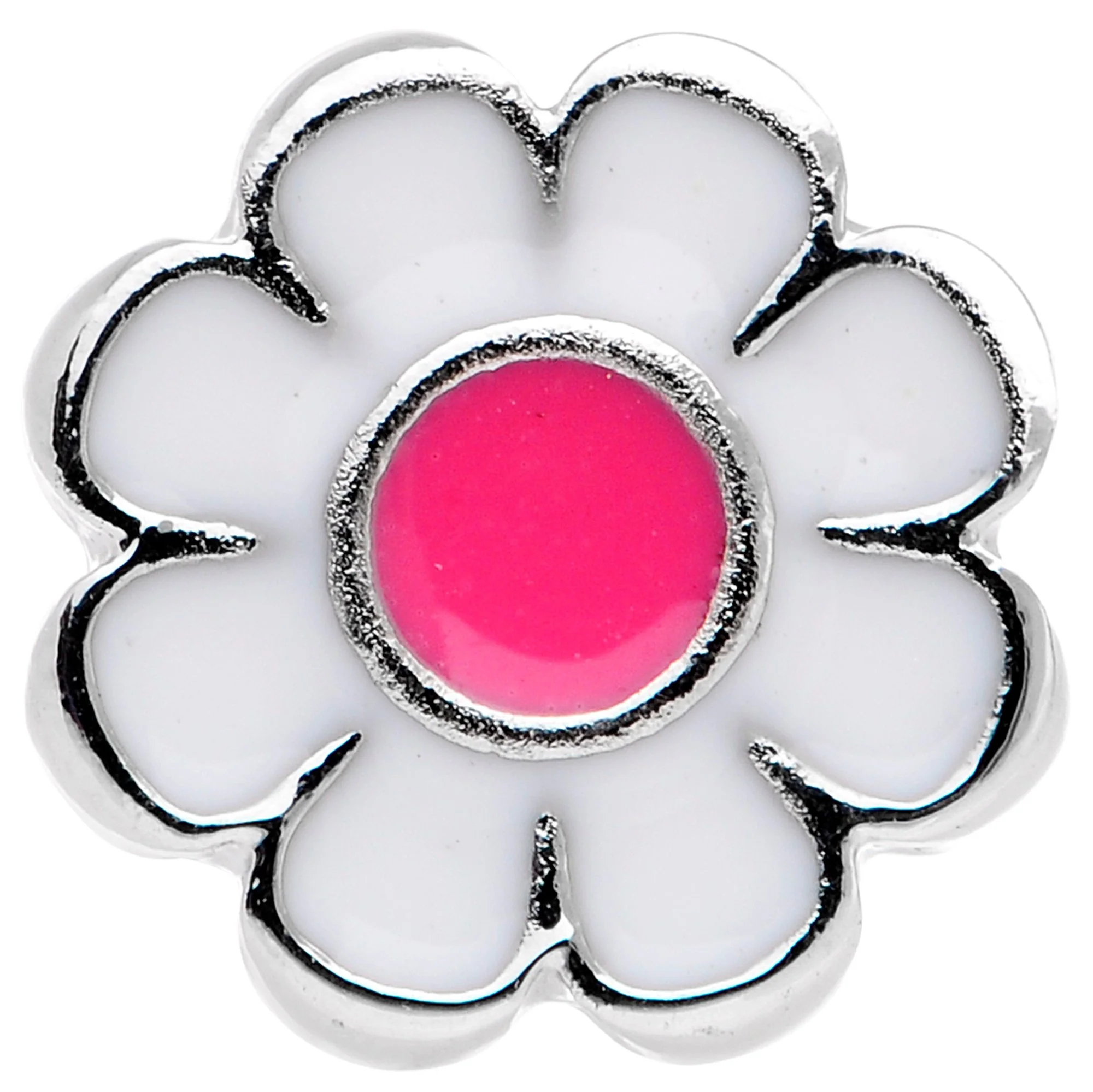 White Pink Sweet Springtime Easter Flower Barbell Tongue Ring - Image 3