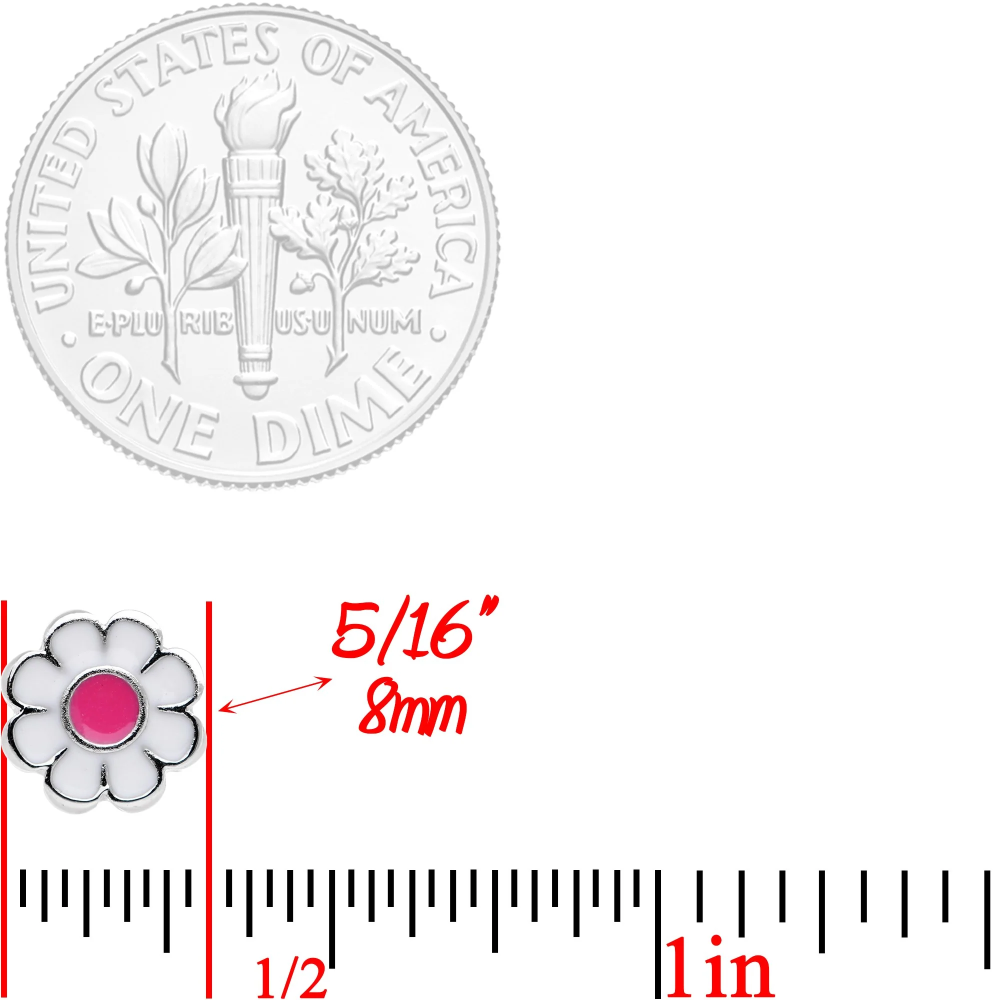 White Pink Sweet Springtime Easter Flower Barbell Tongue Ring - Image 4