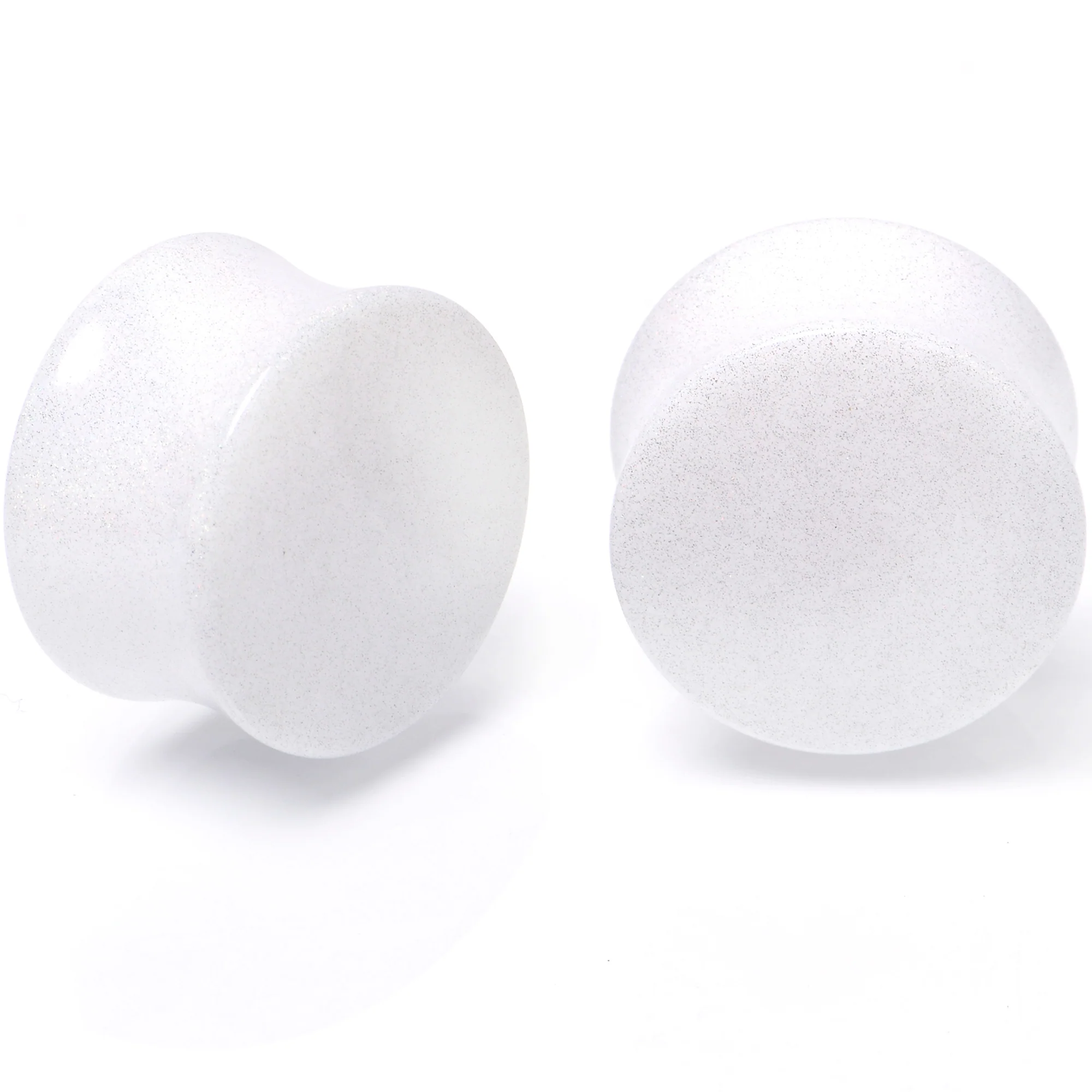 White Shimmer Acrylic Double Flare Plug Set 6mm to 20mm Sizes