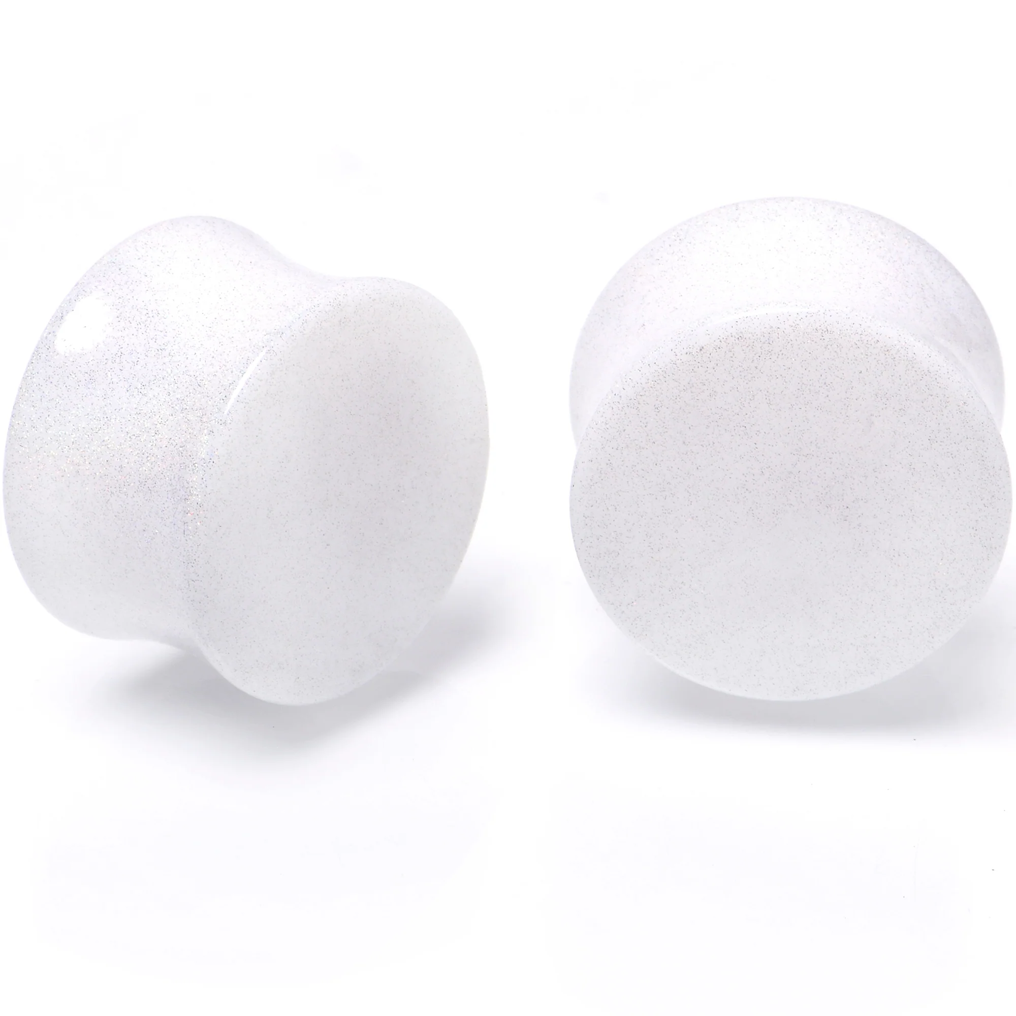 White Shimmer Acrylic Double Flare Plug Set 6mm to 20mm Sizes - Image 6