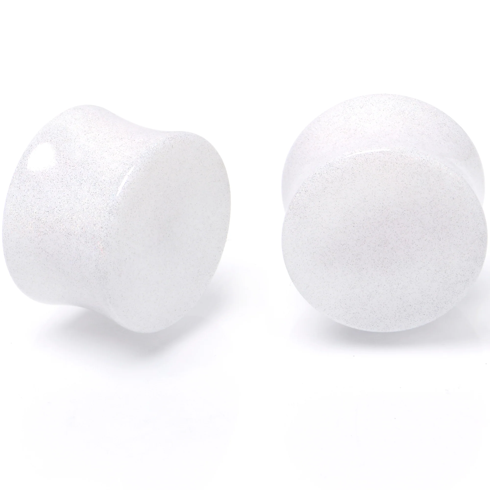 White Shimmer Acrylic Double Flare Plug Set 6mm to 20mm Sizes - Image 7