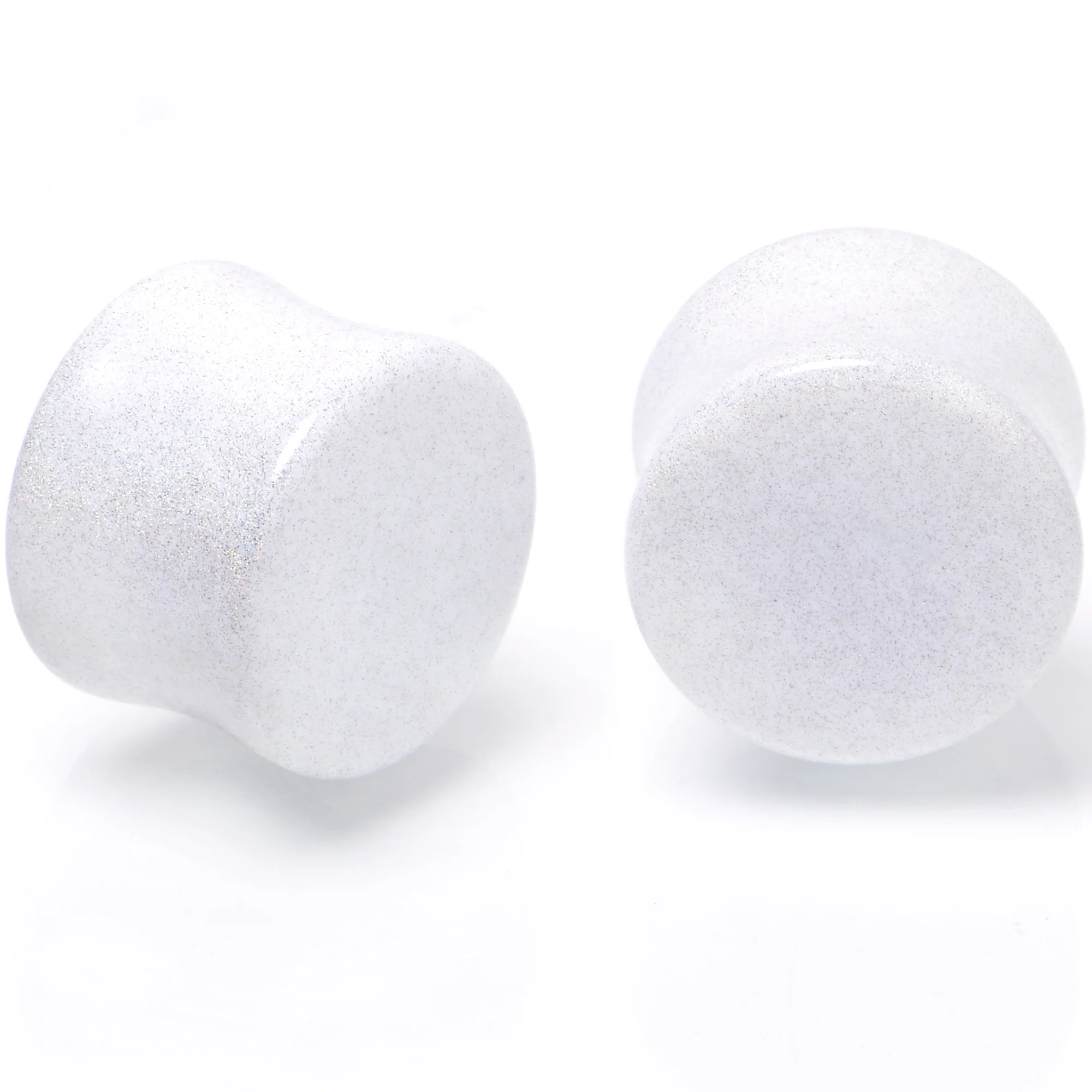 White Shimmer Acrylic Double Flare Plug Set 6mm to 20mm Sizes - Image 8