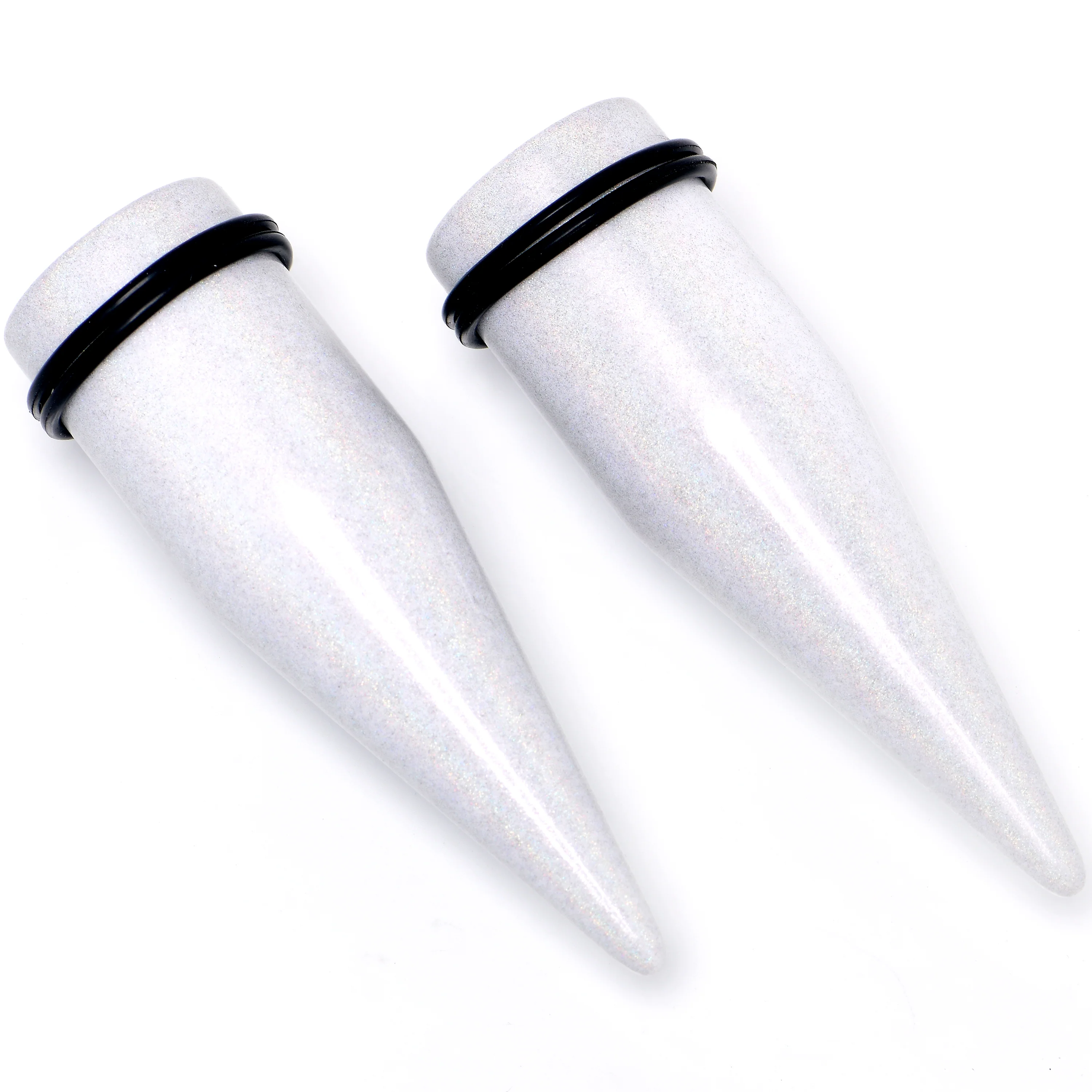 White Shimmer Acrylic Straight Taper Set 6mm to 20mm Sizes - Image 10