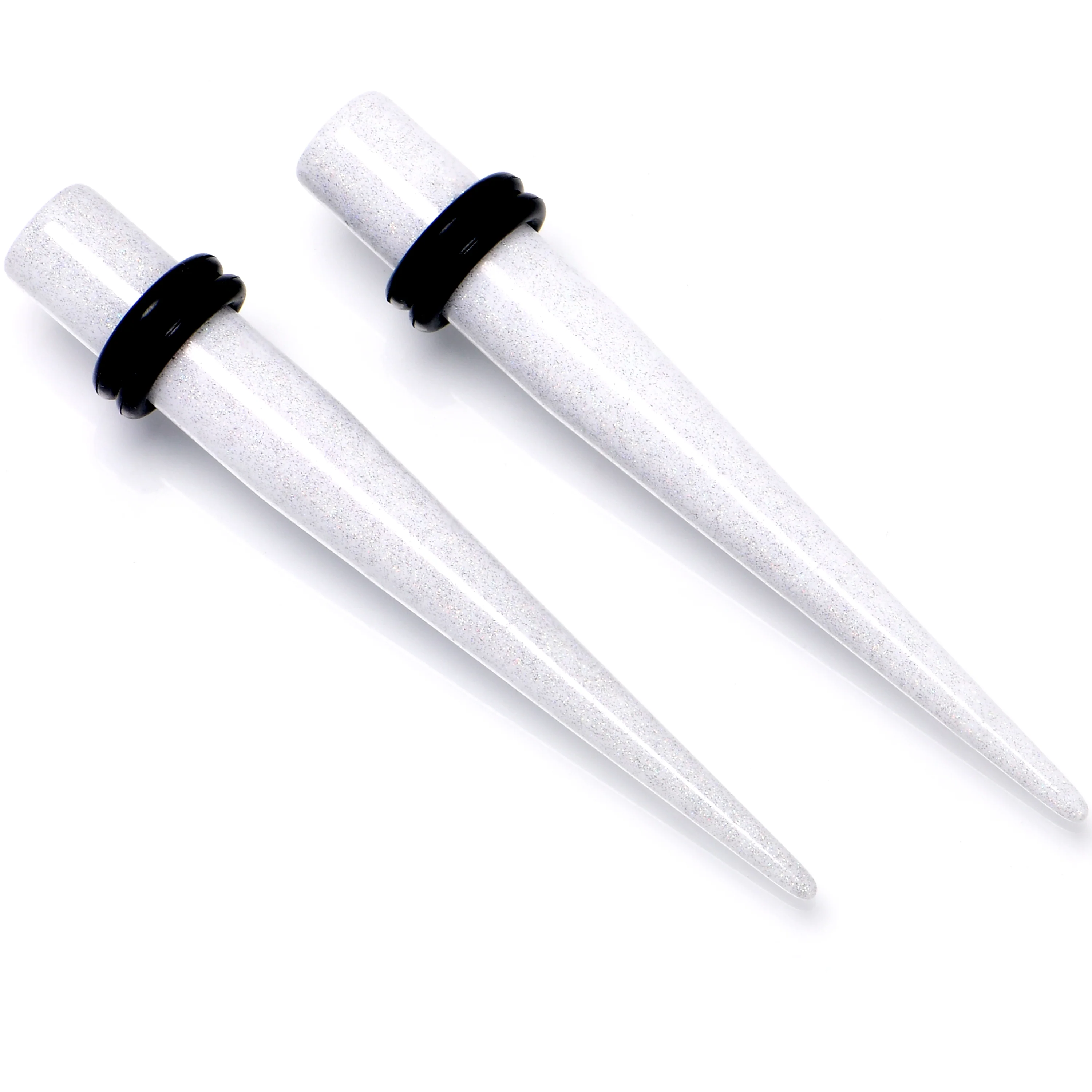 White Shimmer Acrylic Straight Taper Set 6mm to 20mm Sizes - Image 2