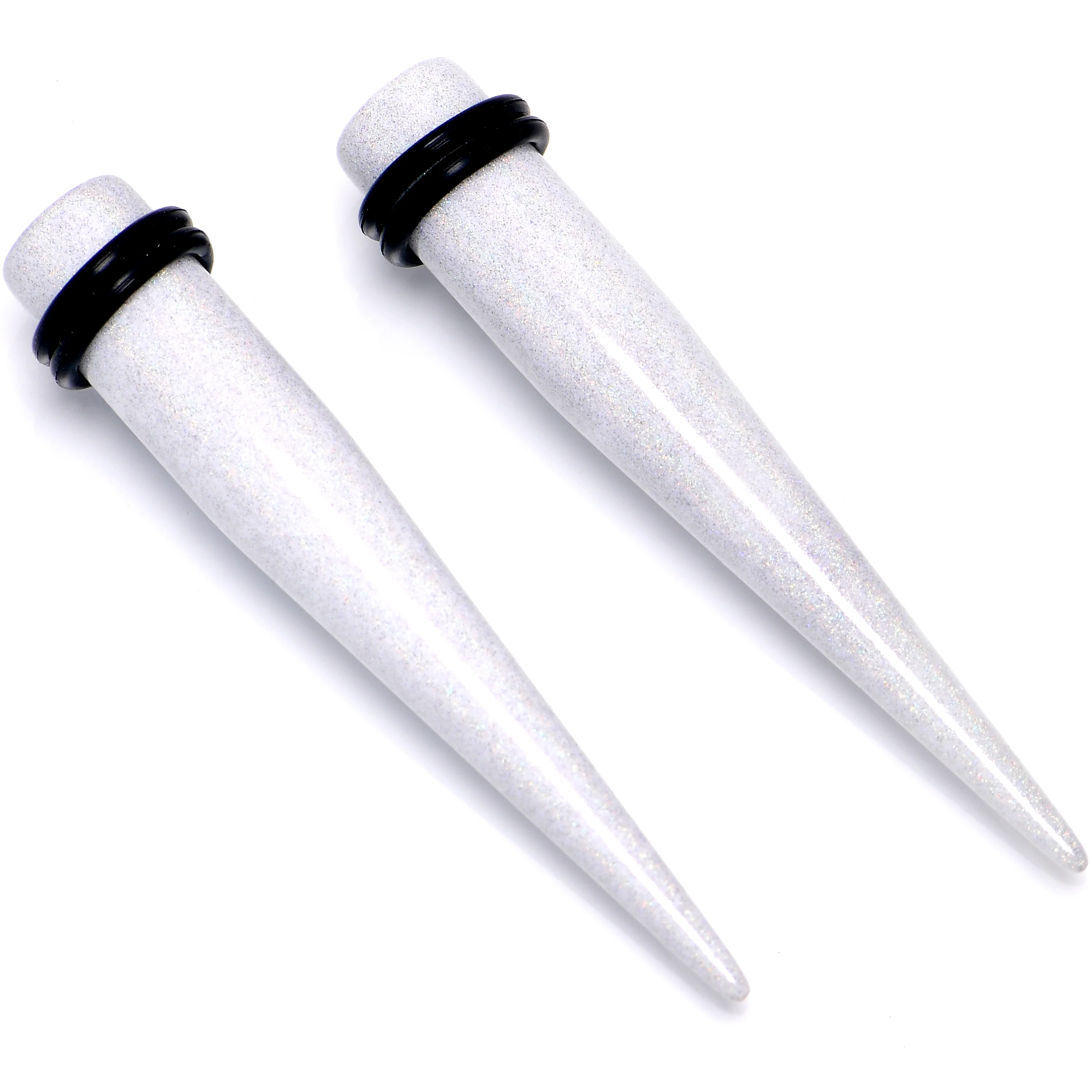 White Shimmer Acrylic Straight Taper Set 6mm to 20mm Sizes - Image 3