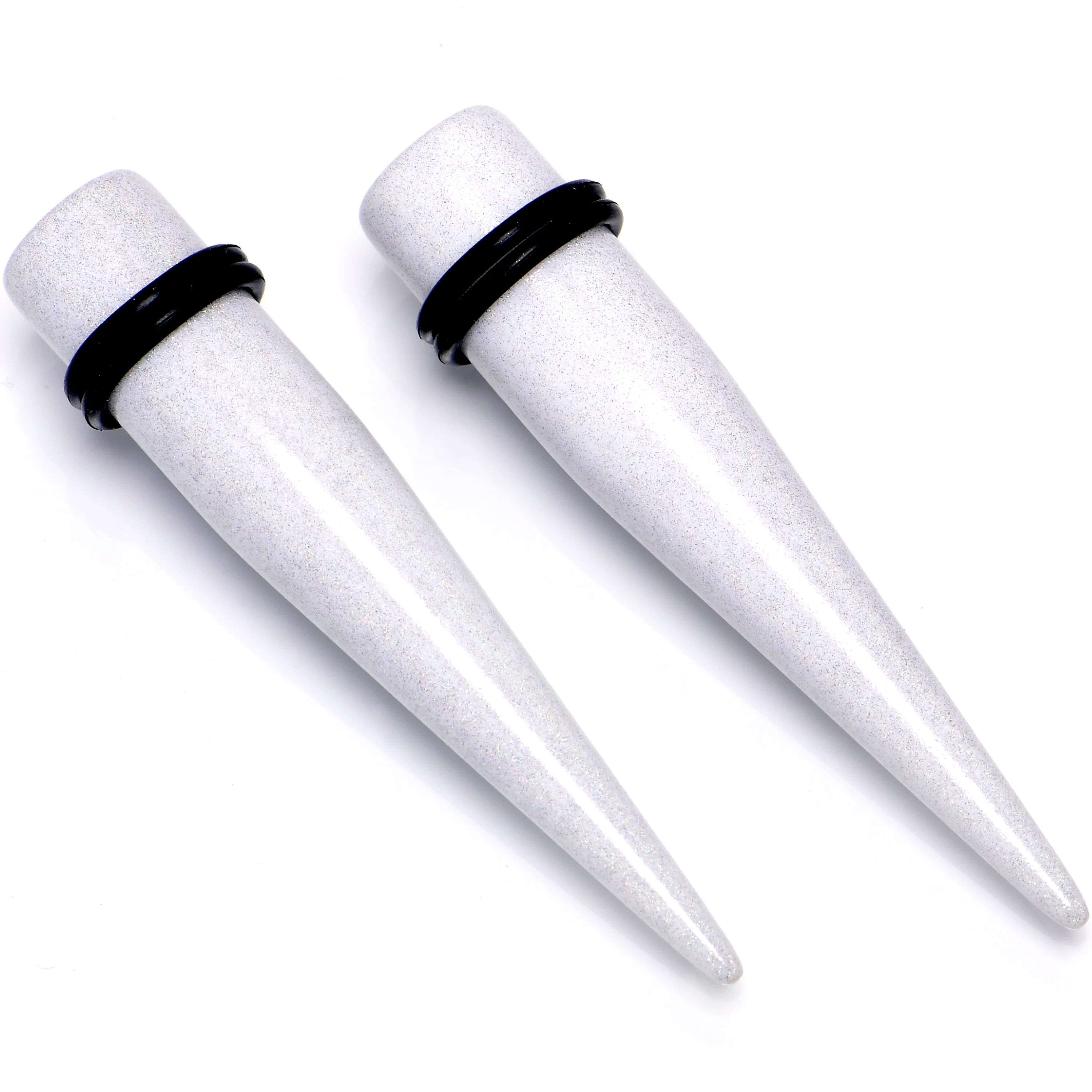 White Shimmer Acrylic Straight Taper Set 6mm to 20mm Sizes - Image 4