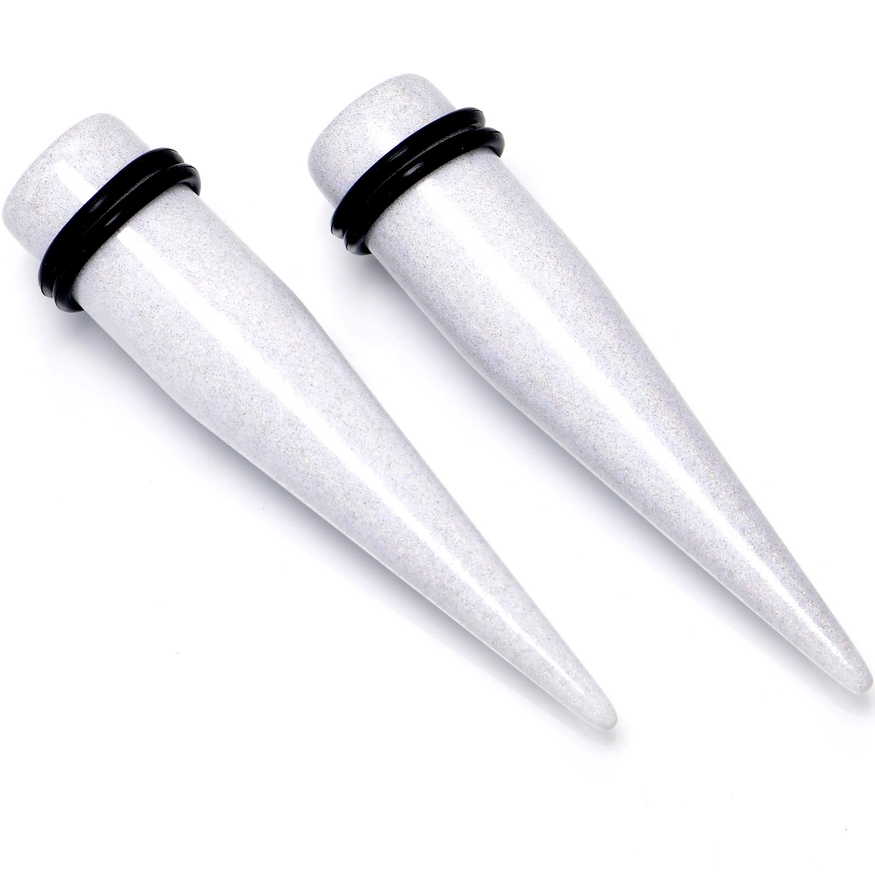 White Shimmer Acrylic Straight Taper Set 6mm to 20mm Sizes - Image 5