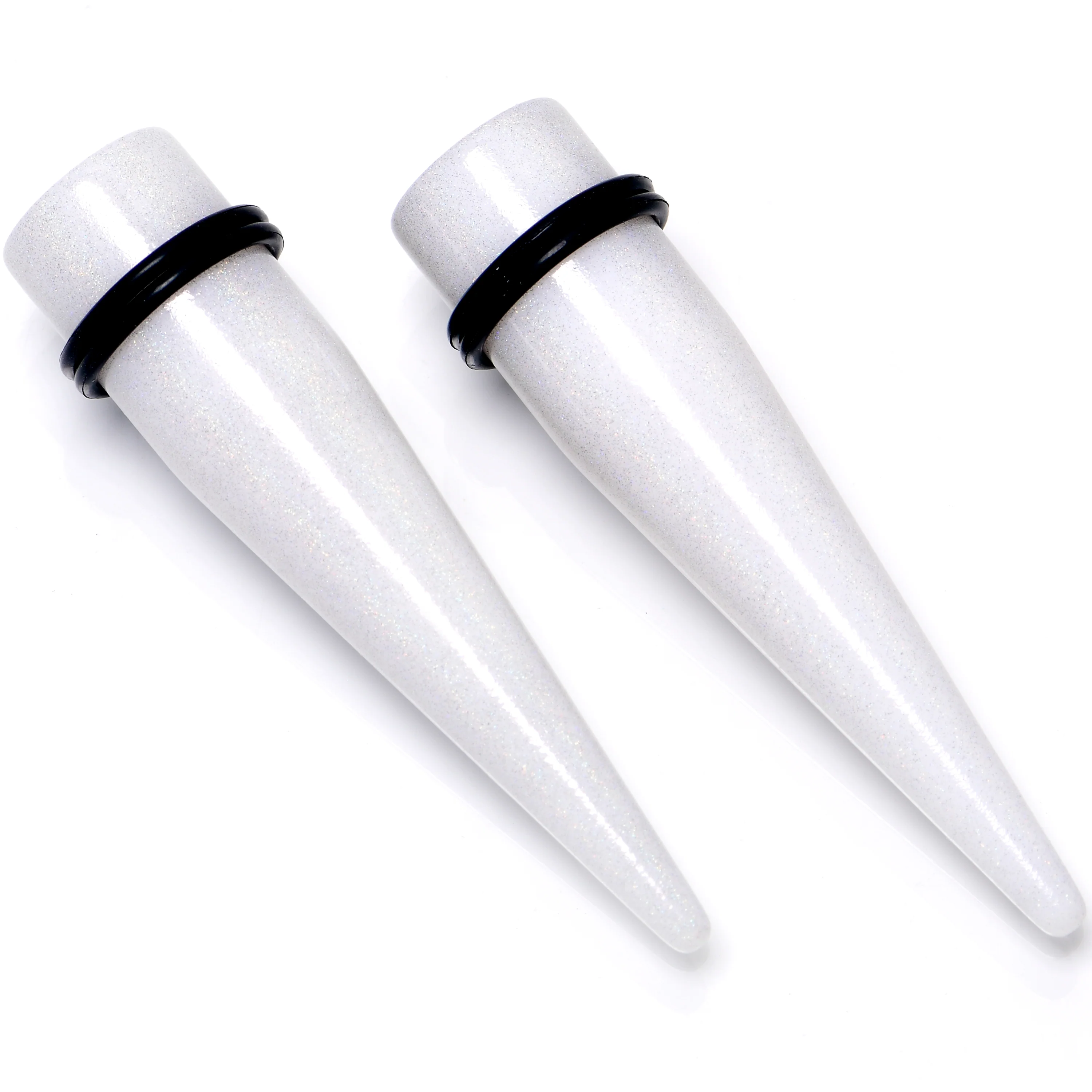 White Shimmer Acrylic Straight Taper Set 6mm to 20mm Sizes - Image 6