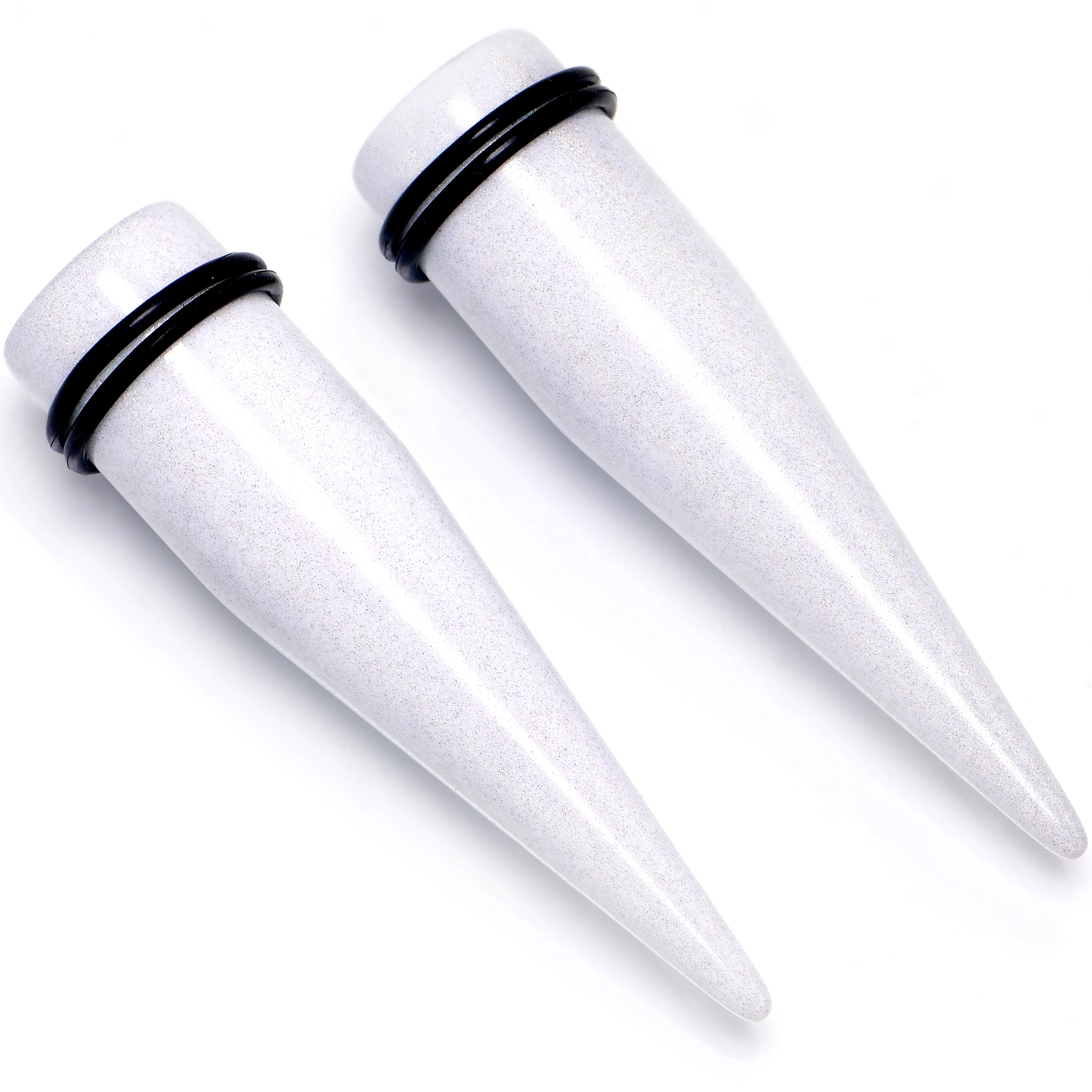 White Shimmer Acrylic Straight Taper Set 6mm to 20mm Sizes - Image 7