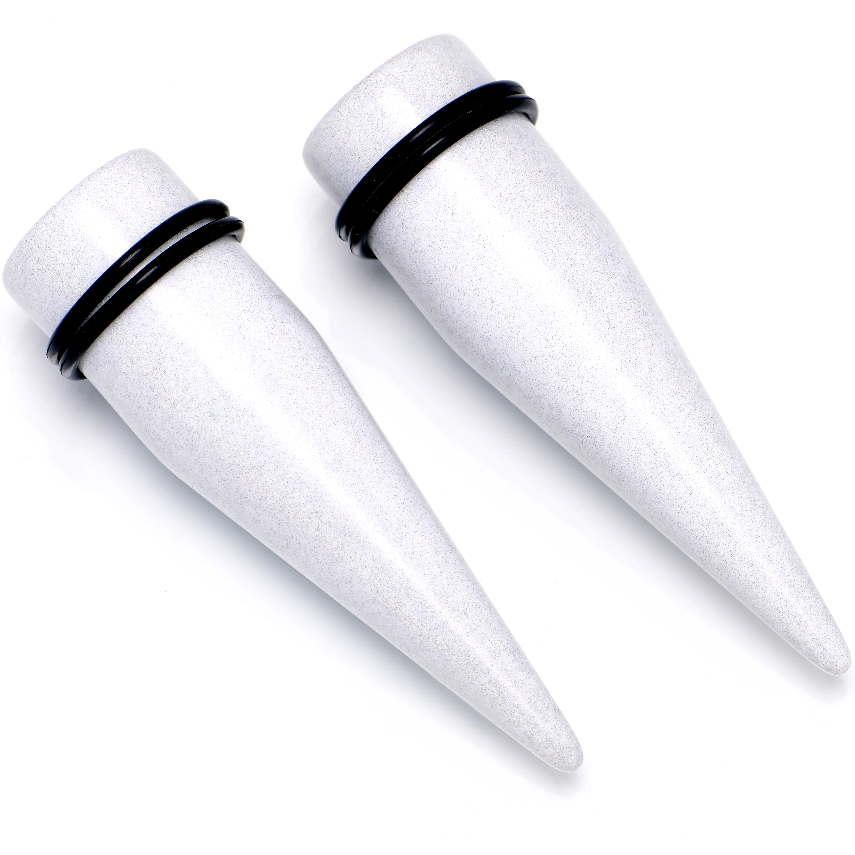 White Shimmer Acrylic Straight Taper Set 6mm to 20mm Sizes - Image 8