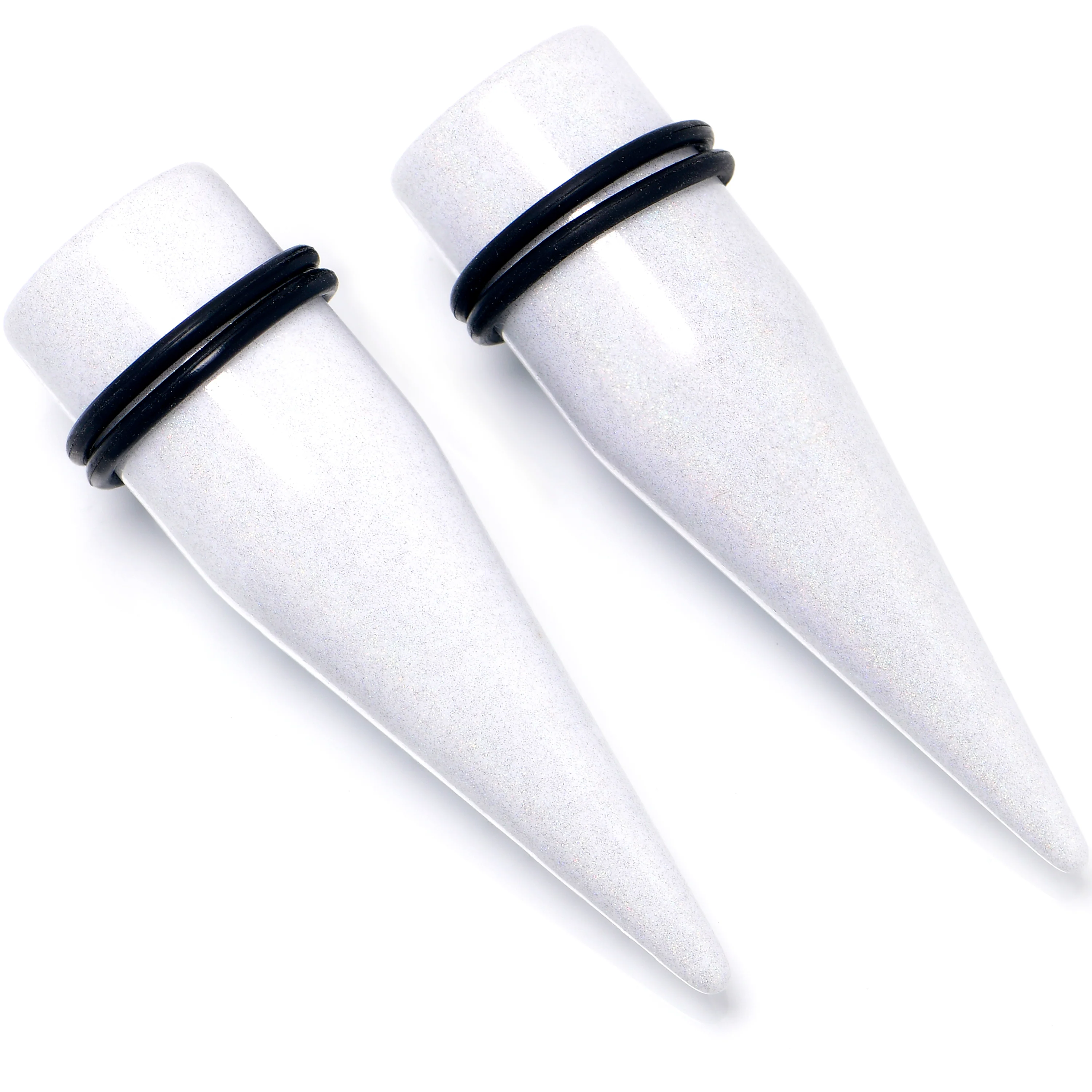 White Shimmer Acrylic Straight Taper Set 6mm to 20mm Sizes - Image 9