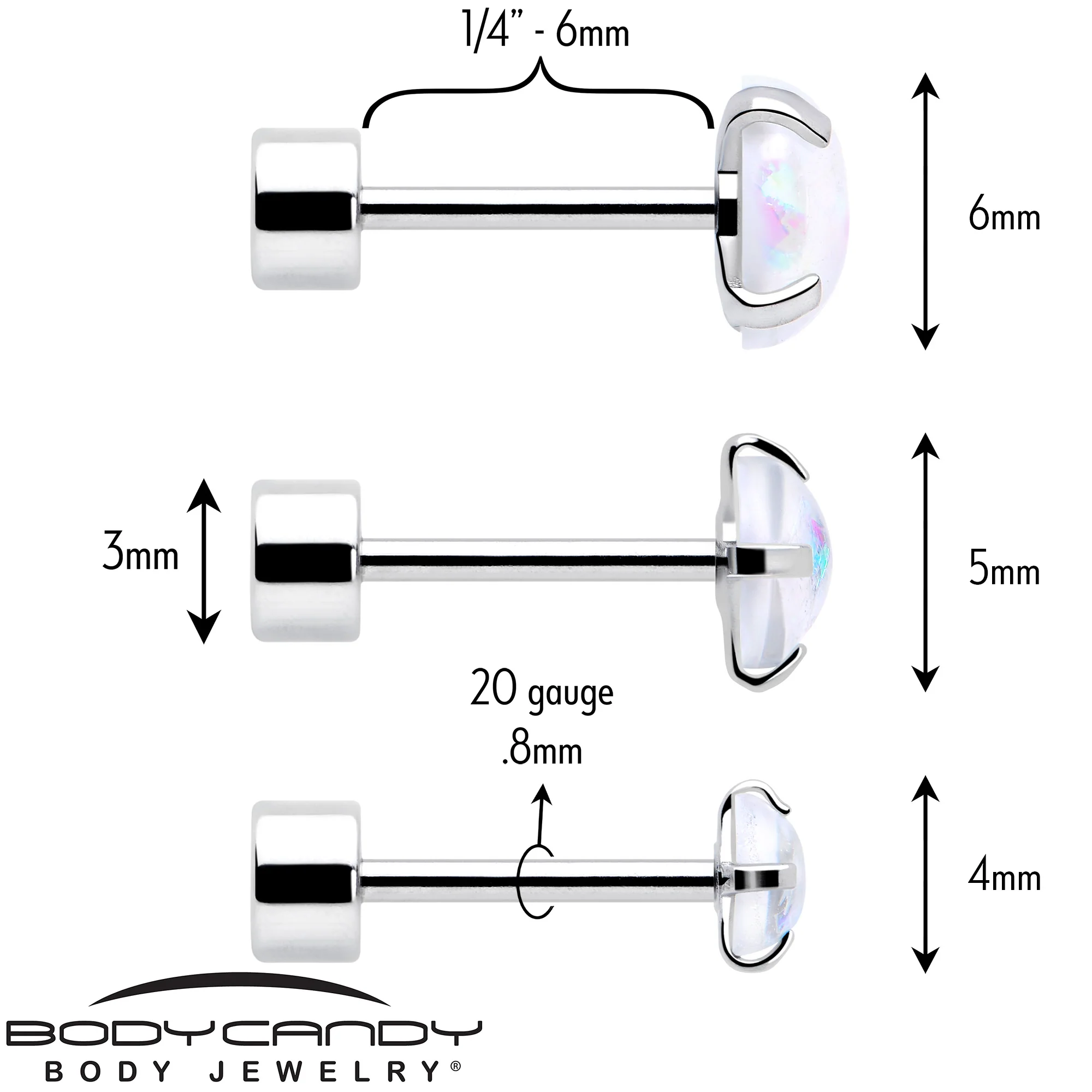 White Synthetic Opal Flat Back Stud Earrings - 3 Pairs - Image 7