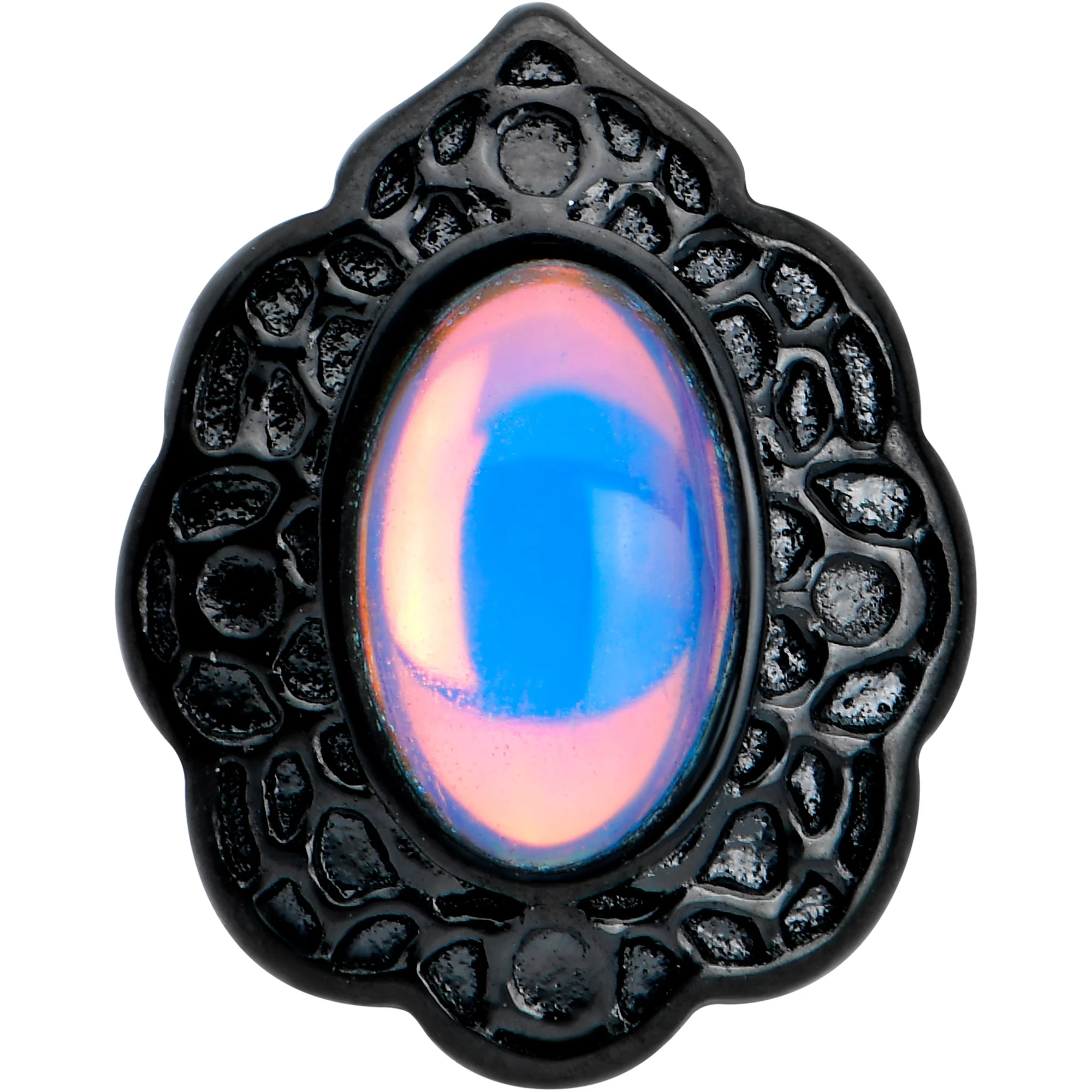 White Tourmaline Black Filigree Fairy Tale Barbell Tongue Ring - Image 2