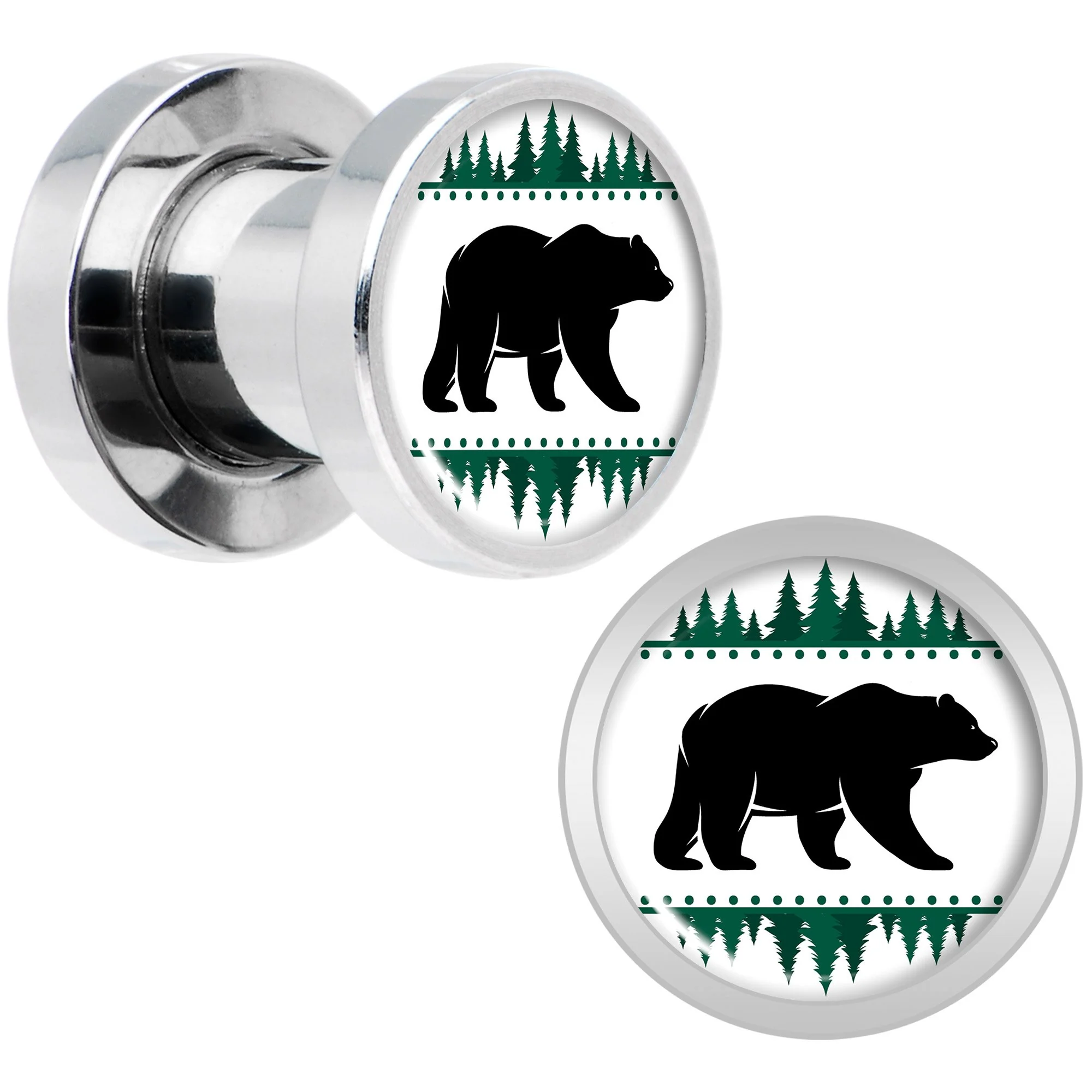 Winter Polar Bear in Woods Screw Fit Plug Set Sizes 5mm to 20mm - Image 3