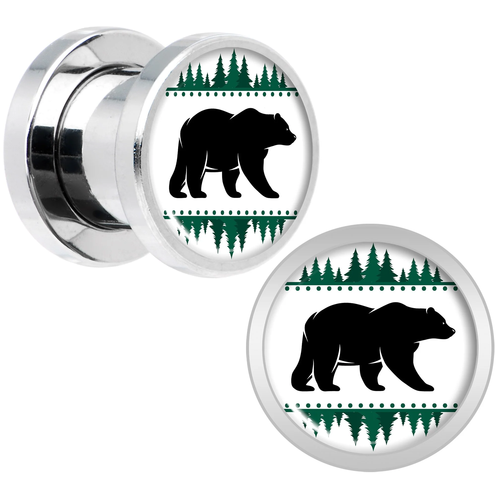 Winter Polar Bear in Woods Screw Fit Plug Set Sizes 5mm to 20mm - Image 4