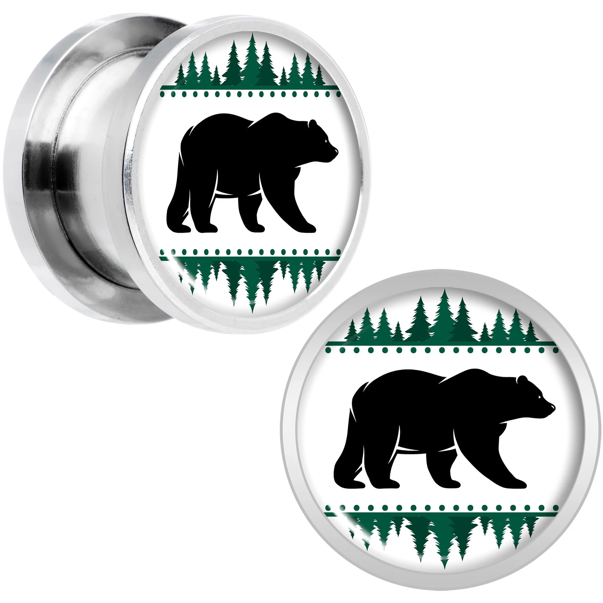 Winter Polar Bear in Woods Screw Fit Plug Set Sizes 5mm to 20mm - Image 5